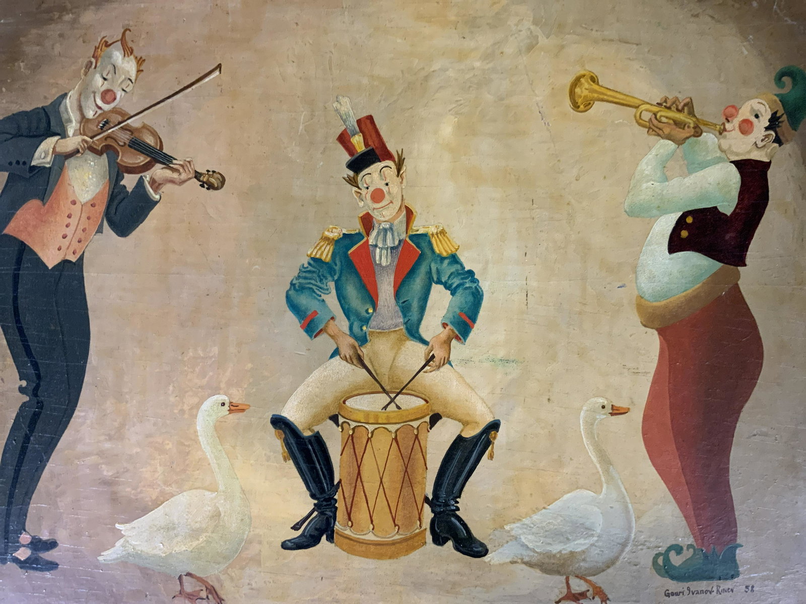 GOURI IVANOV-RINOV Signed Oil on Panel 1958 (1 of 9)