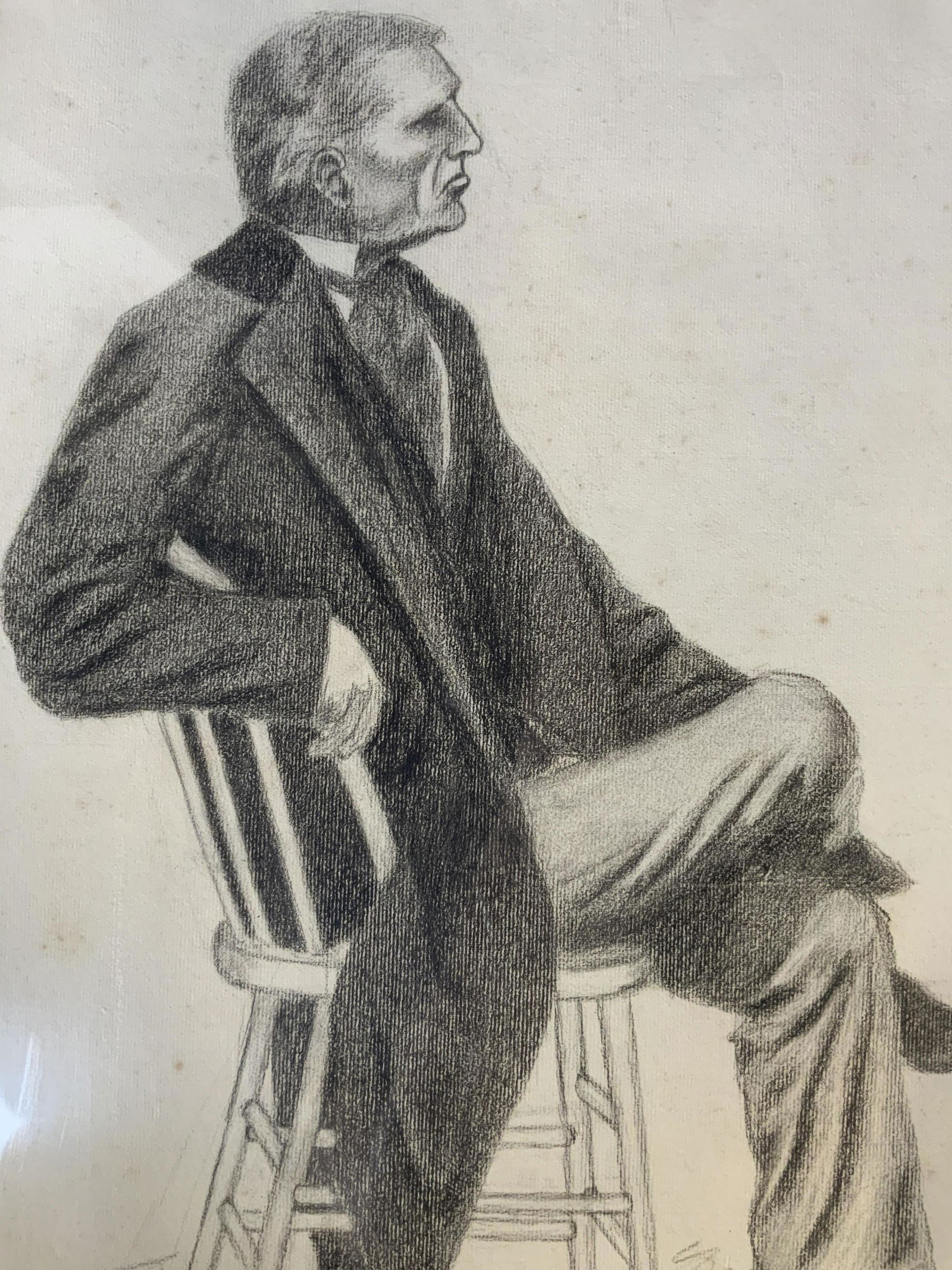 19th Cent AW LOWE Signed Charcoal Drawing (1 of 10)