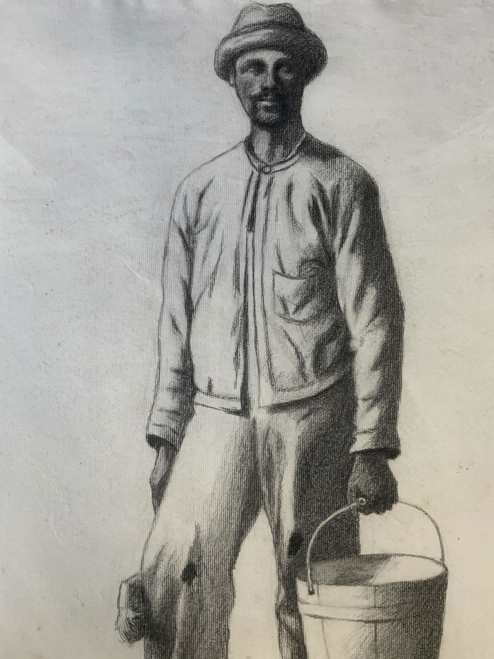 19th Cent AW LOWE Charcoal Drawing of Painter (1 of 9)