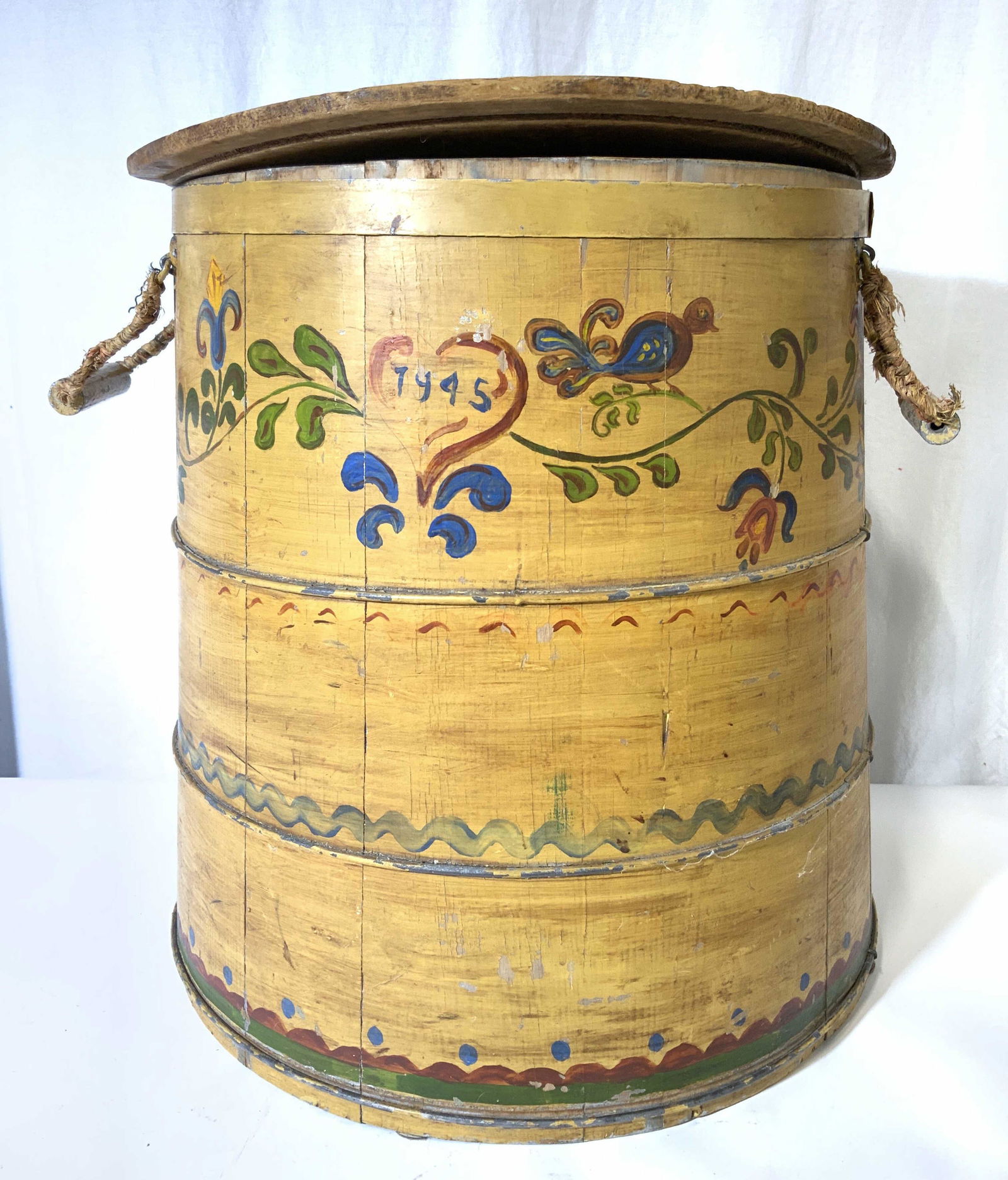 Antique Handmade Hand Painted Grain Barrel (1 of 10)