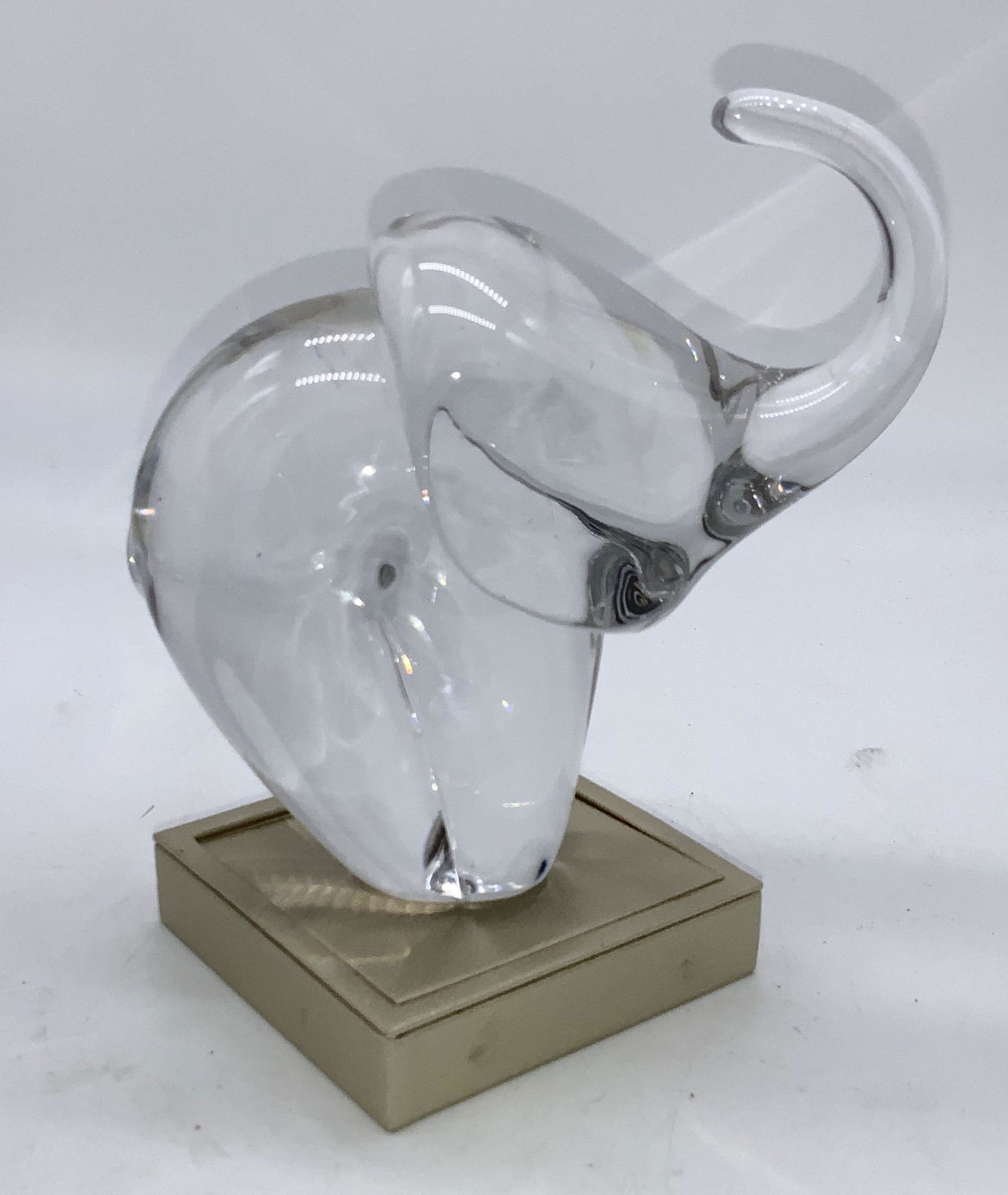 Signed Solid Lead Crystal Elephant Figural, Brazil (1 of 9)