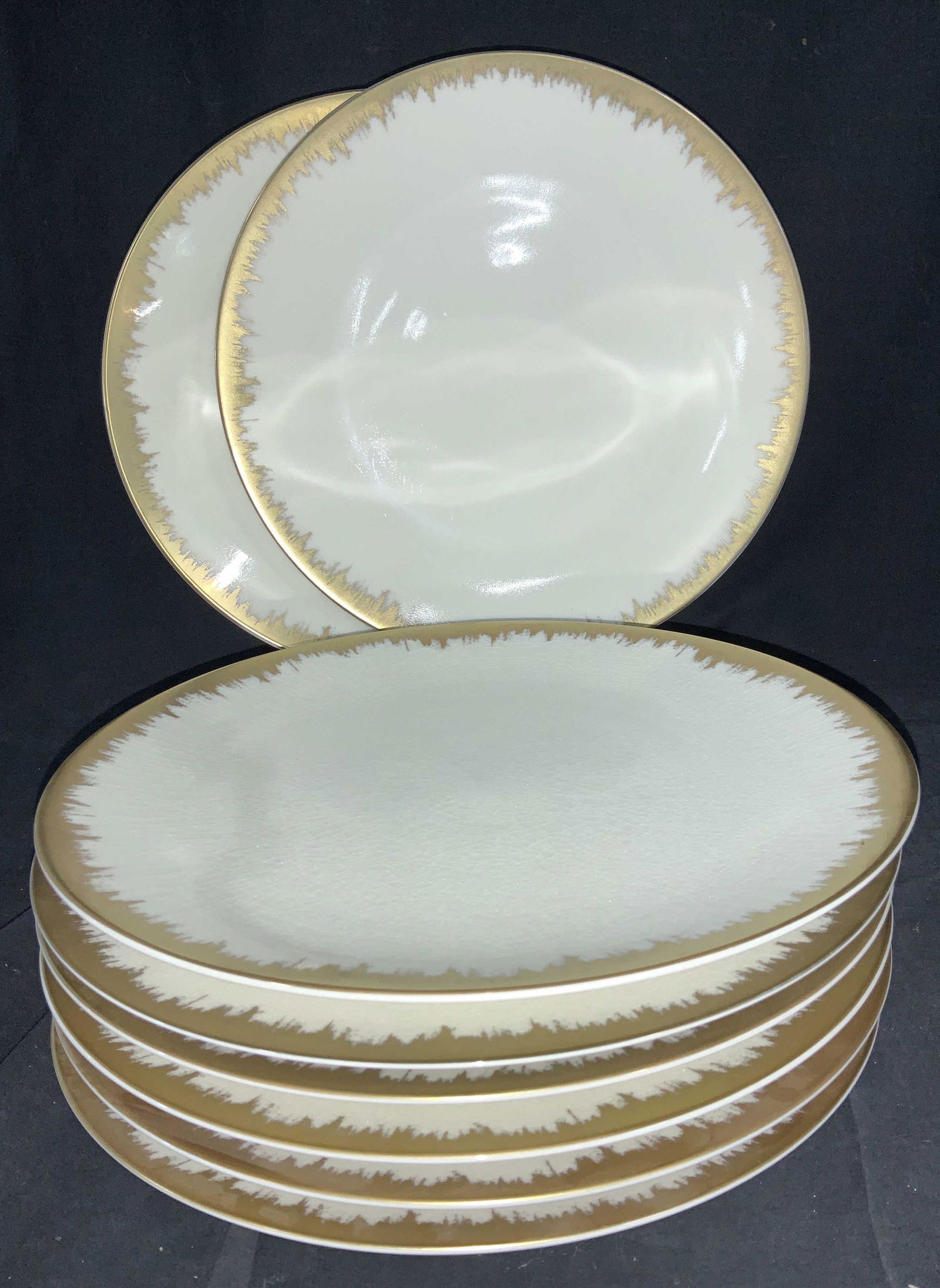 Kim Seybert SHAKTI Aura Opal Gold Brush Chargers,8 (1 of 10)