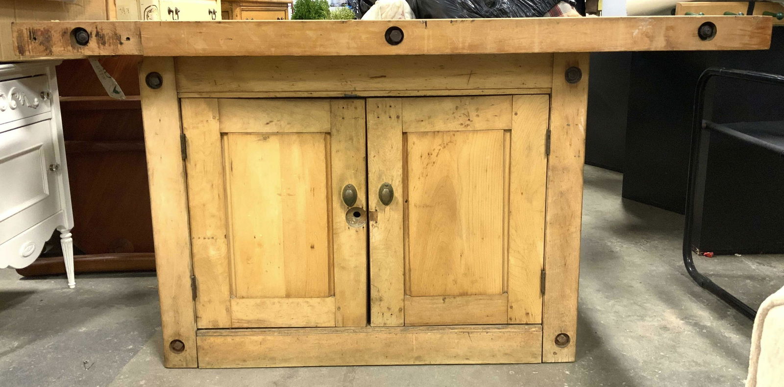 Antique Wooden Butchers Block Table (1 of 10)