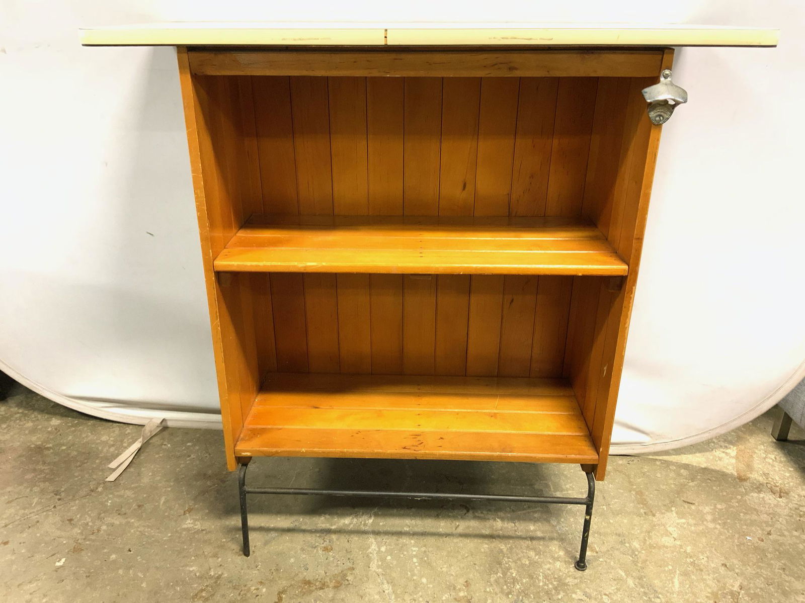 Vintage Wooden Bar W Metal Base & Bottle Opener (1 of 10)