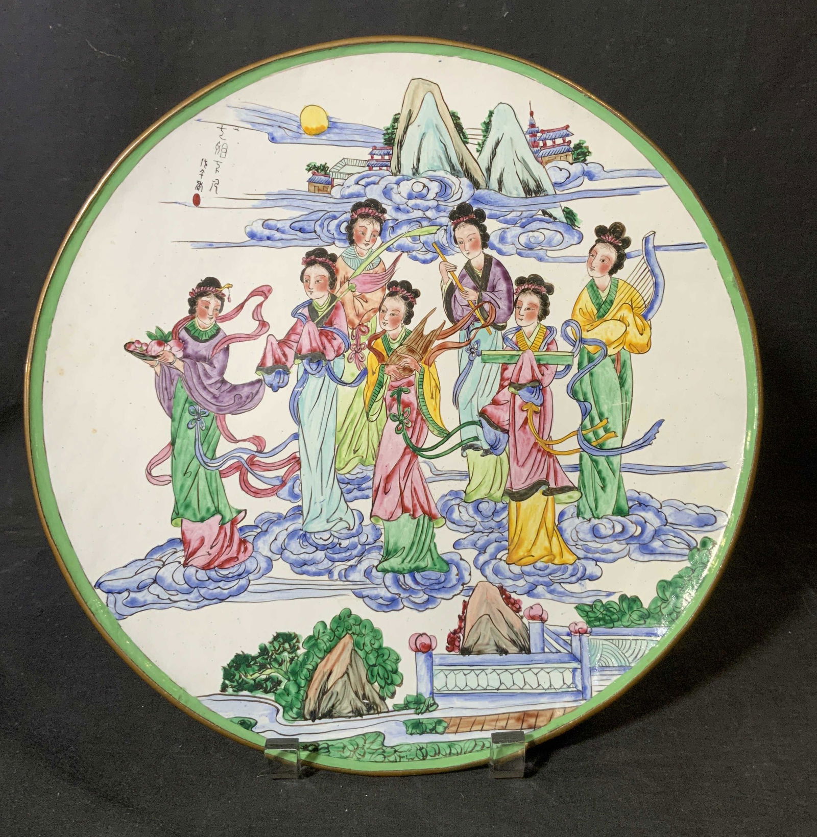 Asian Hand Painted Metal Plate (1 of 7)