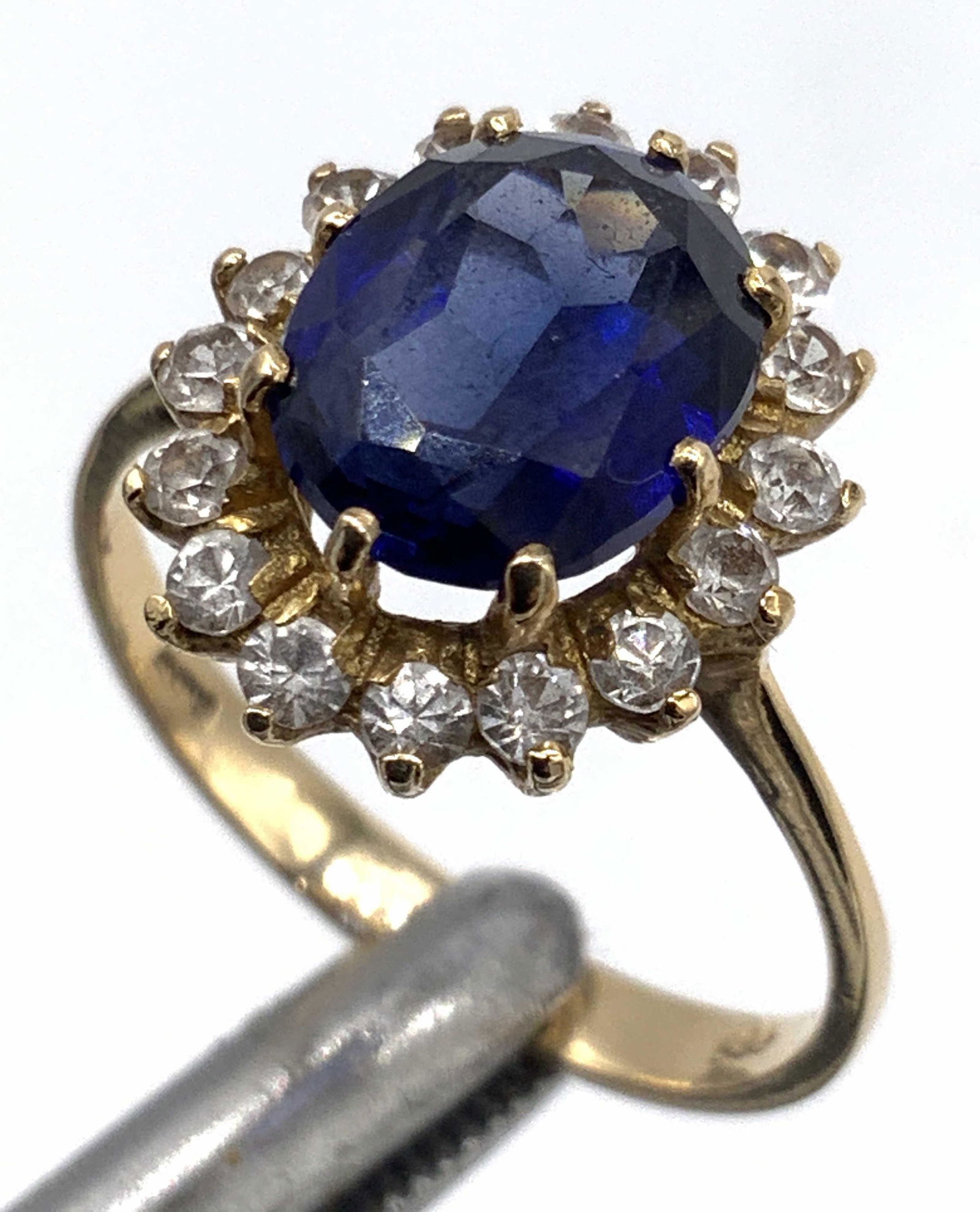 Vntg BLUE SAPPHIRE 14K Princess Diana Style Ring (1 of 18)
