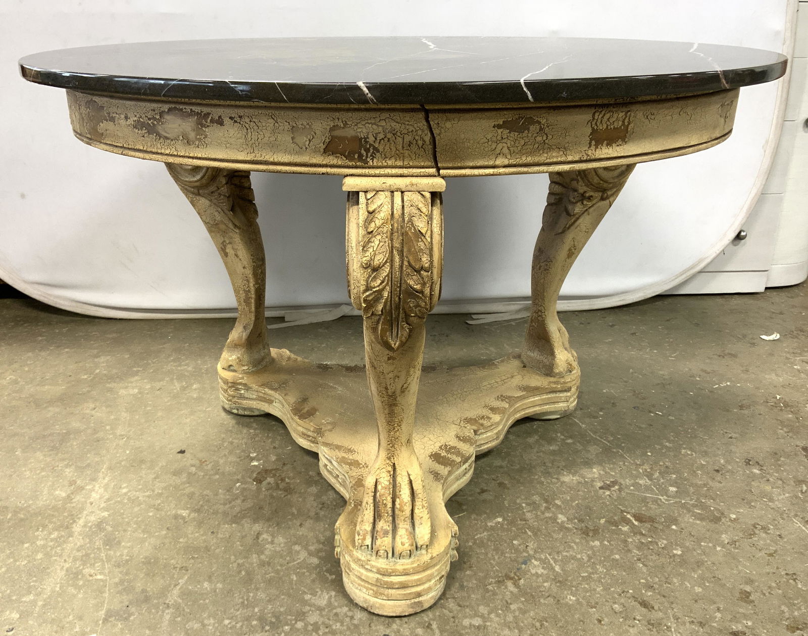 Vintage Marble Top Table W Wood Base (1 of 10)