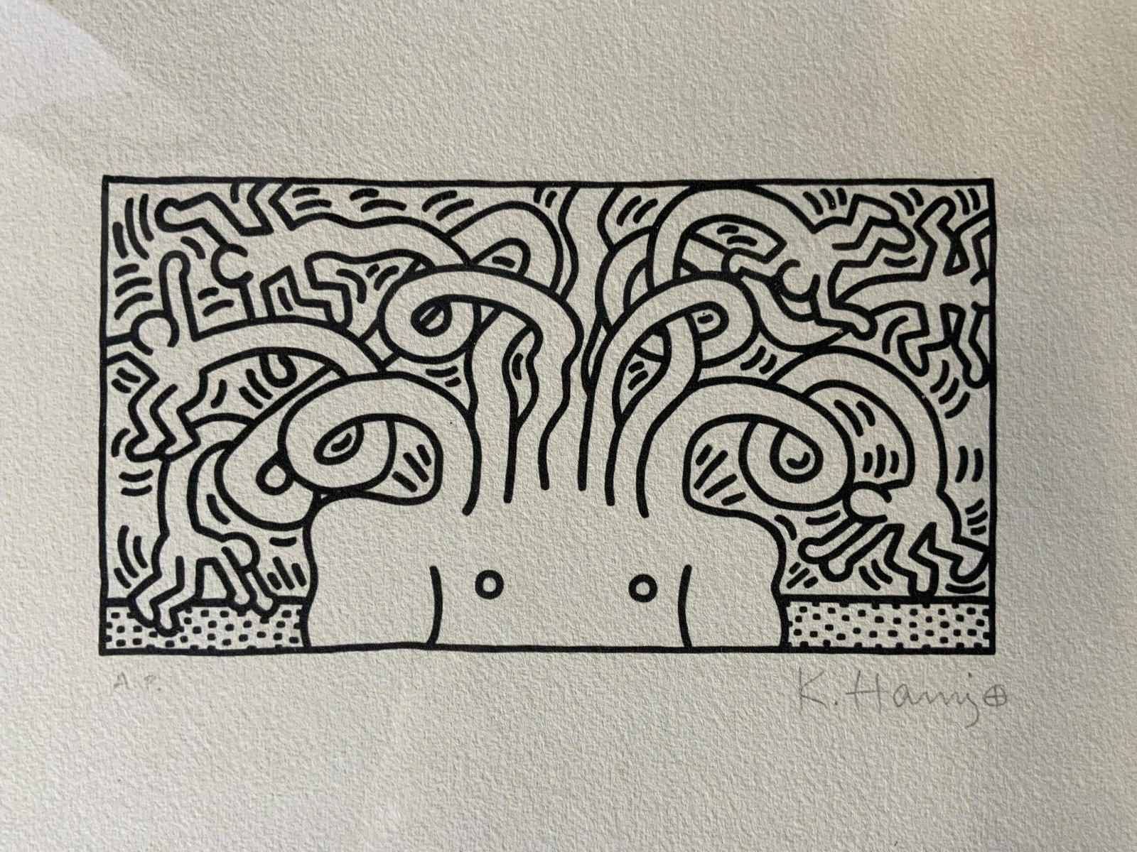 Signed Lithograph Attributed to KEITH HARING (1 of 8)