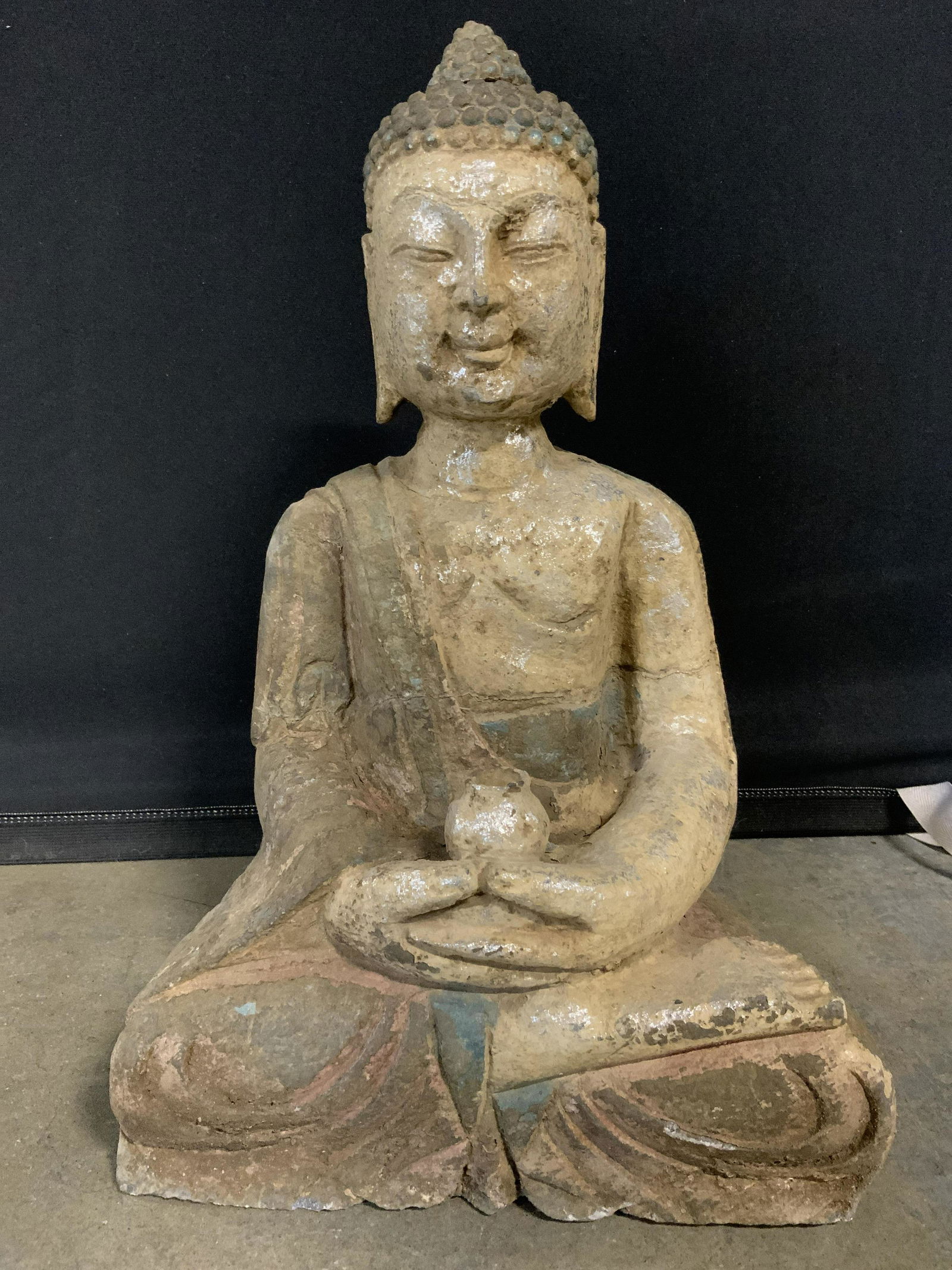 Carved Cement Stone Buddha Statue (1 of 9)