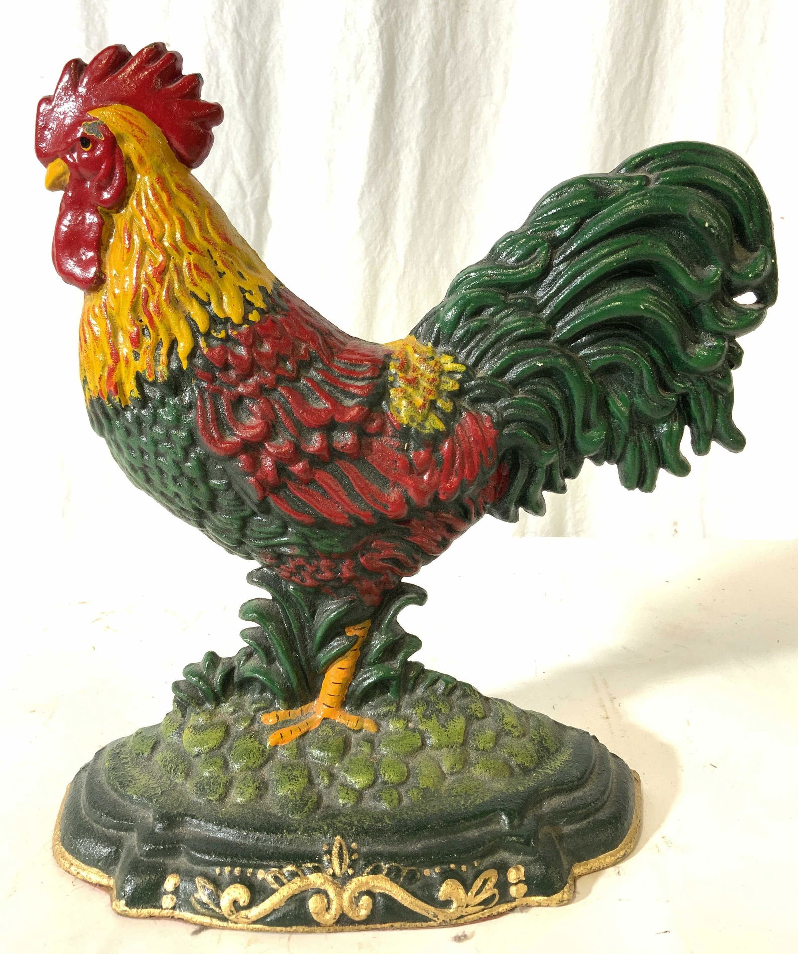 Antique Painted Iron Rooster Doorstop (1 of 10)