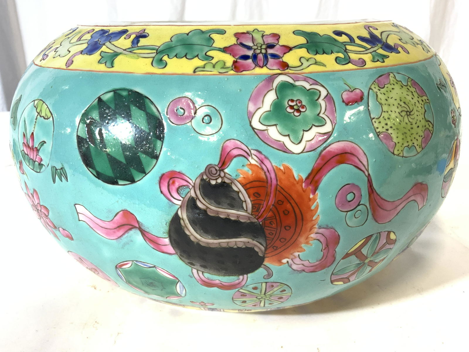 Antique Signed Asian Porcelain Planter Vessel (1 of 10)
