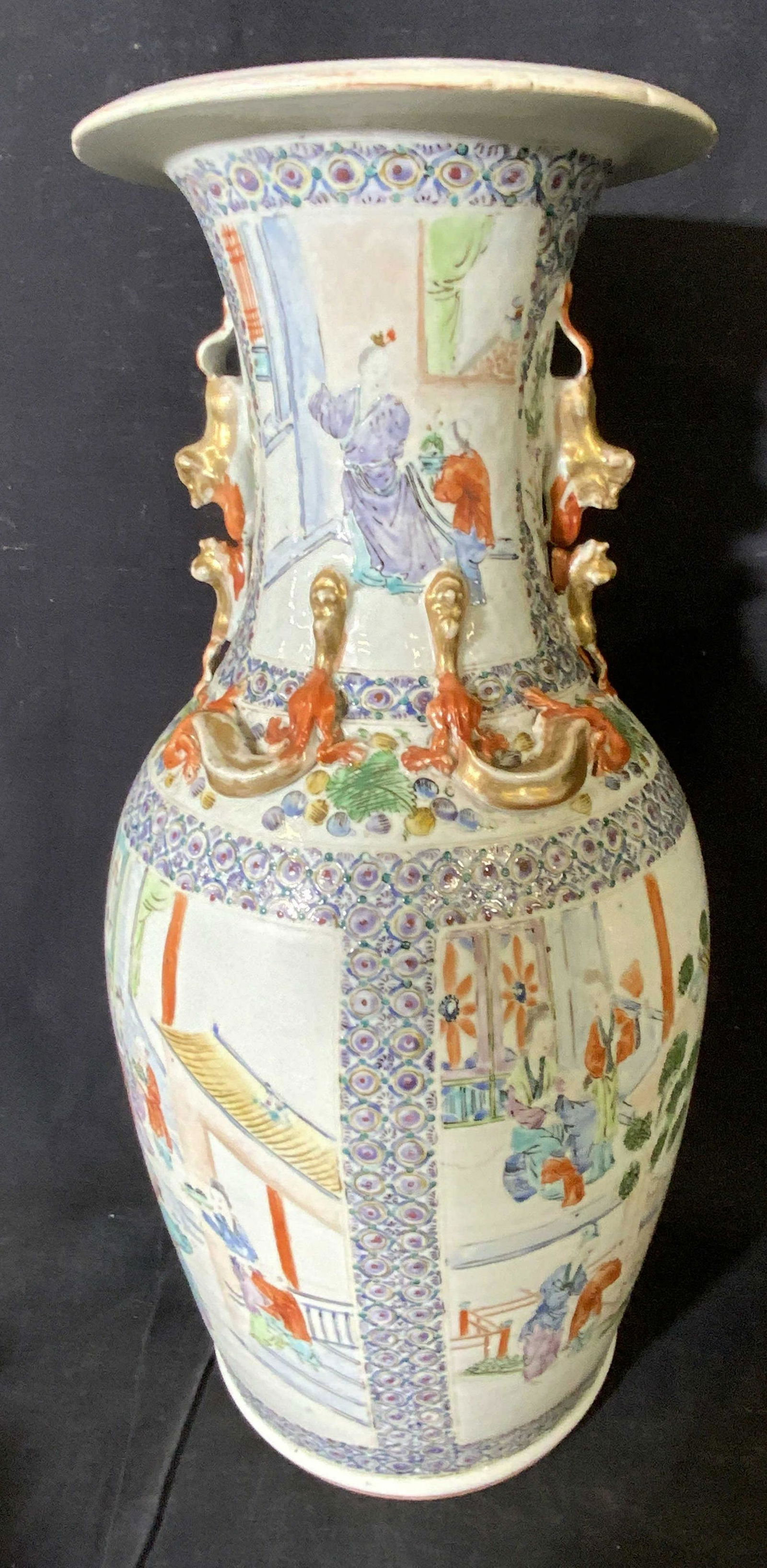 Antq Oversized Hand Painted Asian Porcelain Vase (1 of 17)