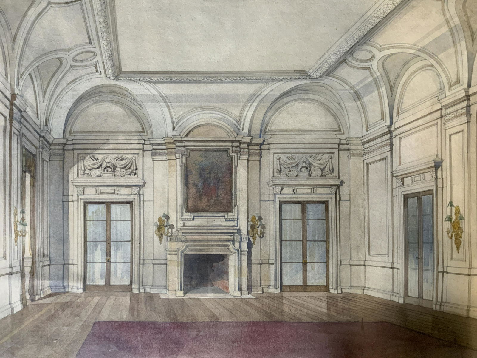 Signed Watercolor Painting of Schiff Mansion (1 of 12)