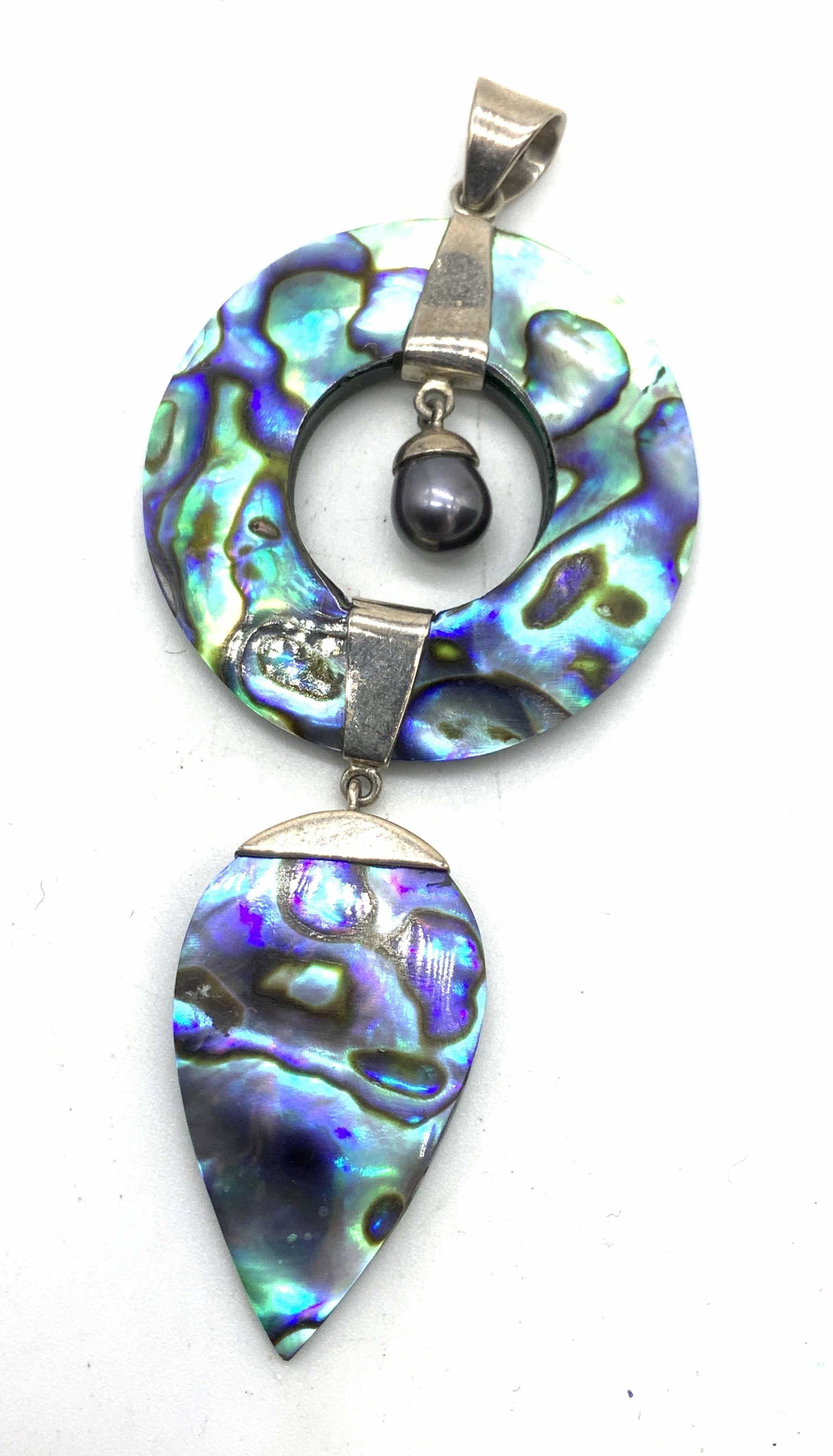 Abalone & Sterling S. Pendant w Tahitian Pearl (1 of 10)