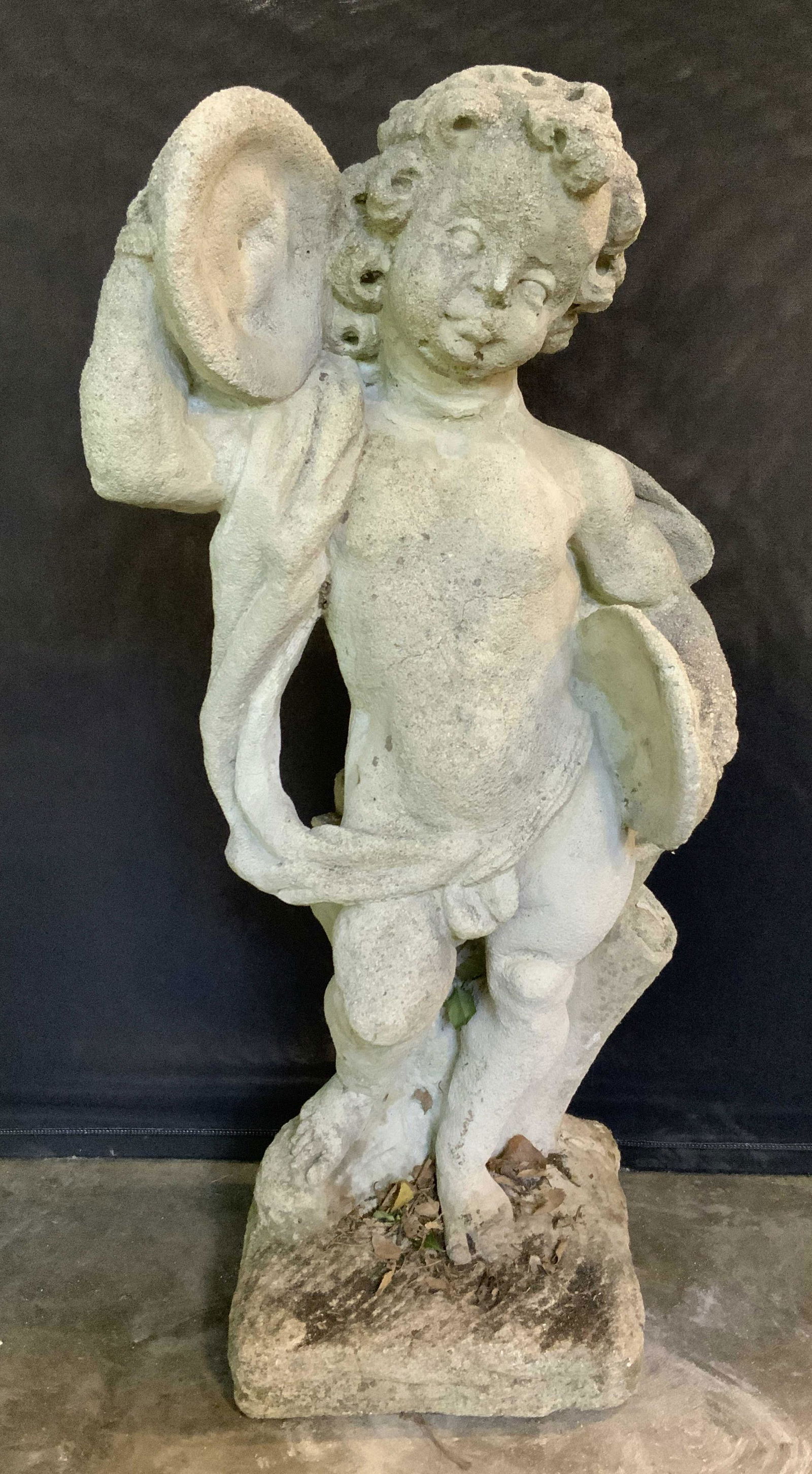 Cement Cherubic Garden Statuary w Cymbals (1 of 15)