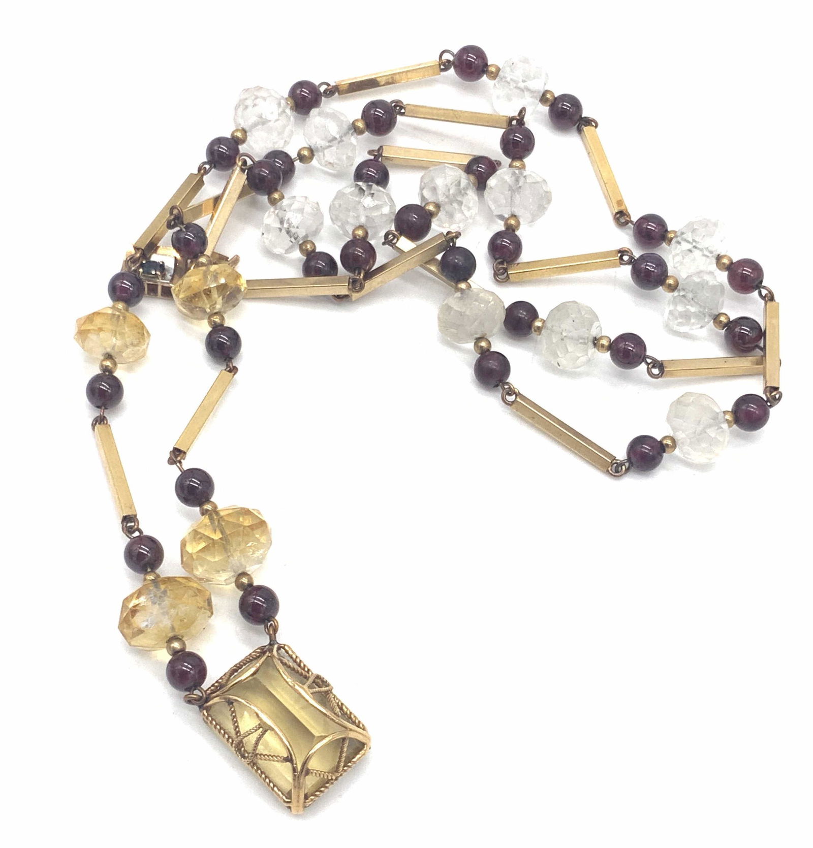 14K Gold CITRINE Gemstone Necklace, Jewelry (1 of 20)