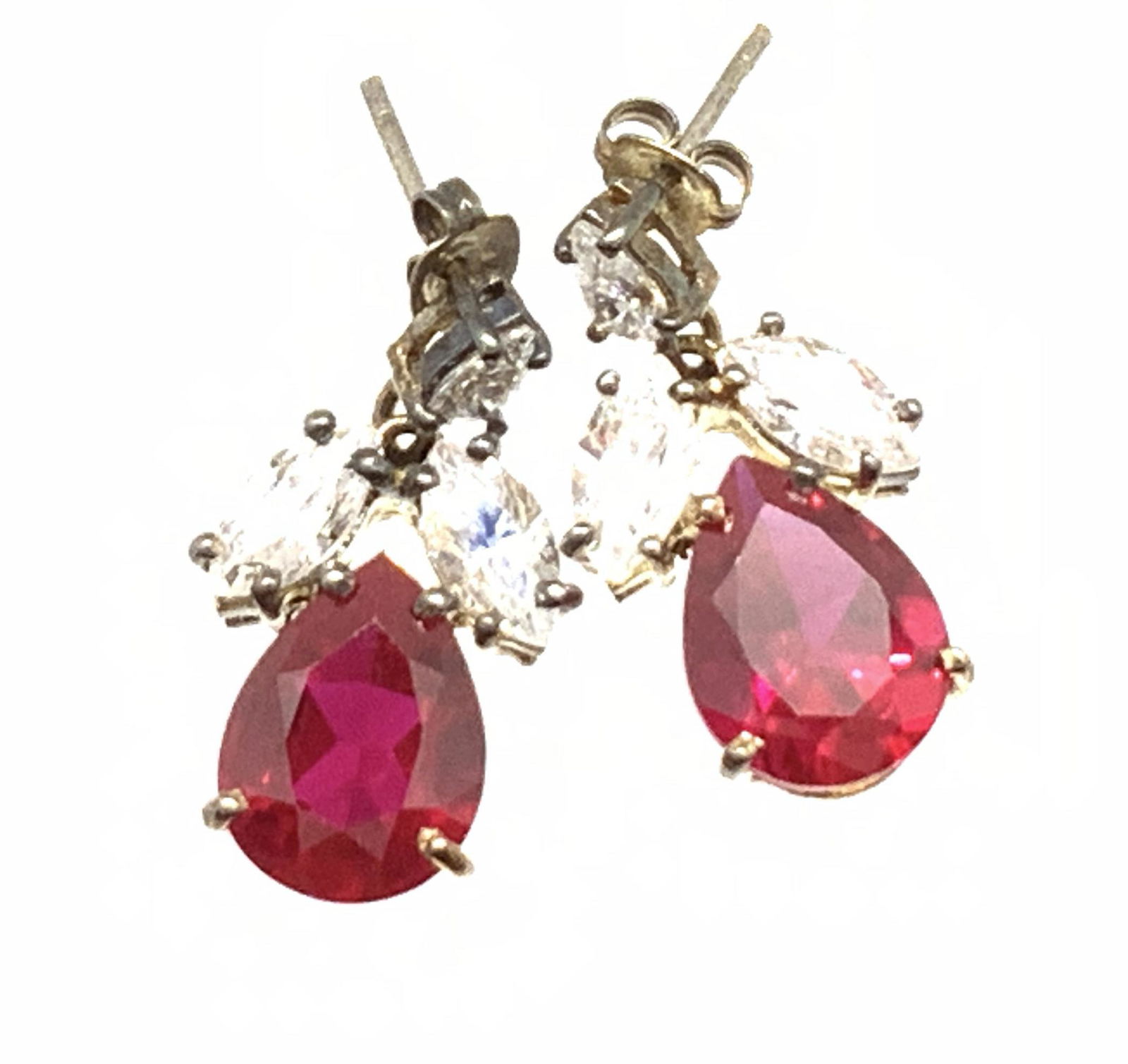 Art Nouveau Sterling Silver Simulated Gem Earrings (1 of 11)