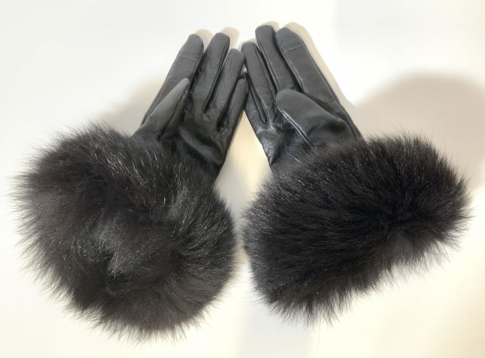 Ladies Leather & Cashmere Gloves, Fox Fur Cuffs (1 of 9)