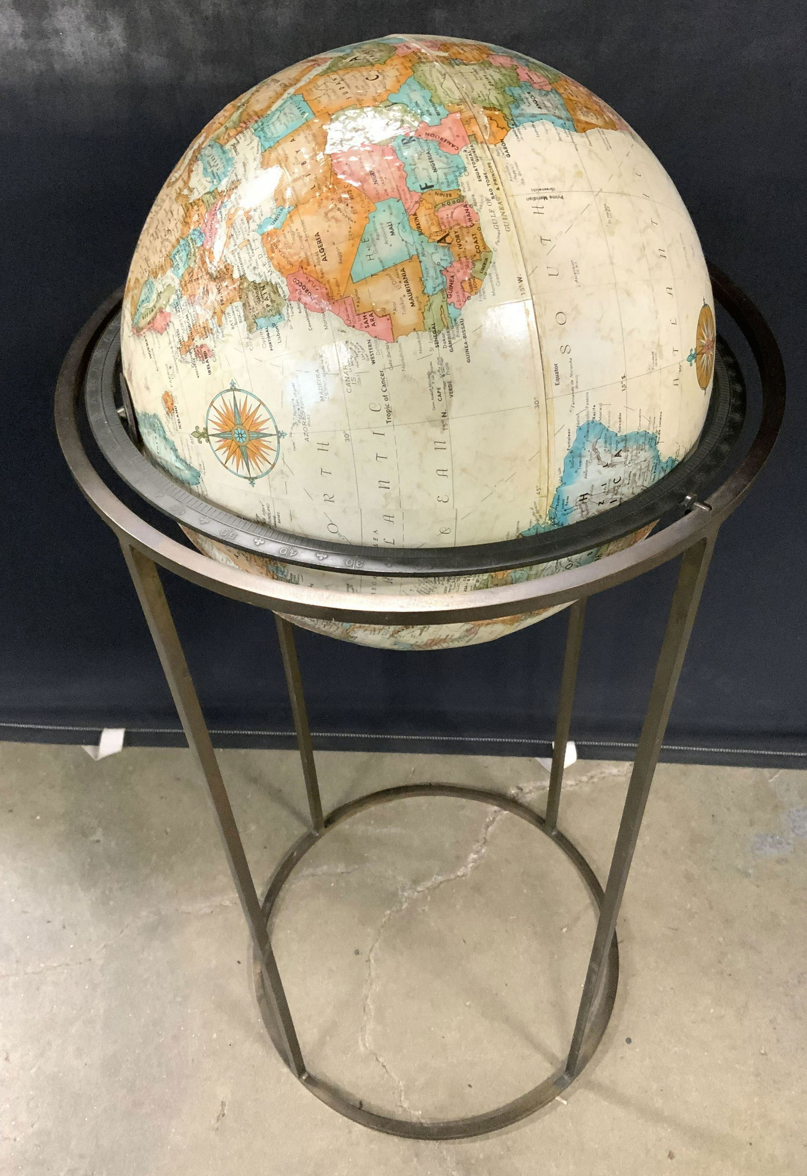 REPLOGLE Standing Floor Globe W Metal Base Barnebys