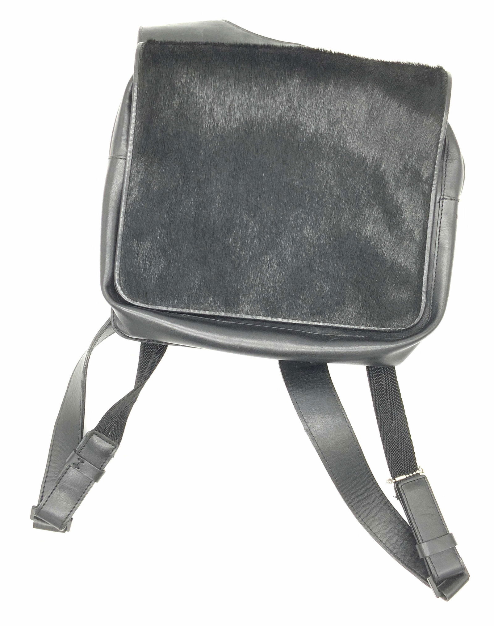 KENNETH COLE Black Fur & Leather Style Backpack (1 of 13)
