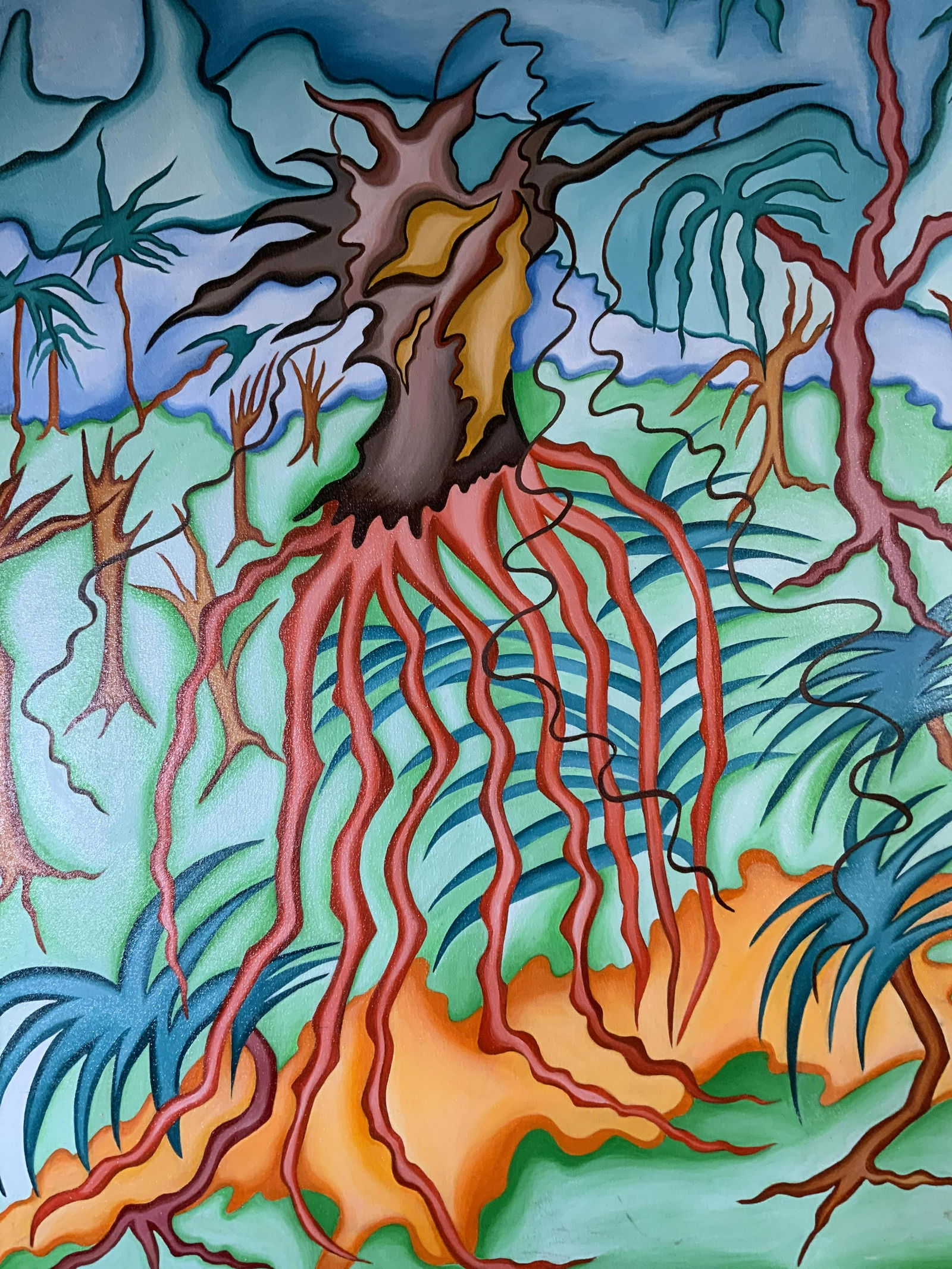 JOAN FISHER Signed Acrylic Painting 1986 (1 of 9)