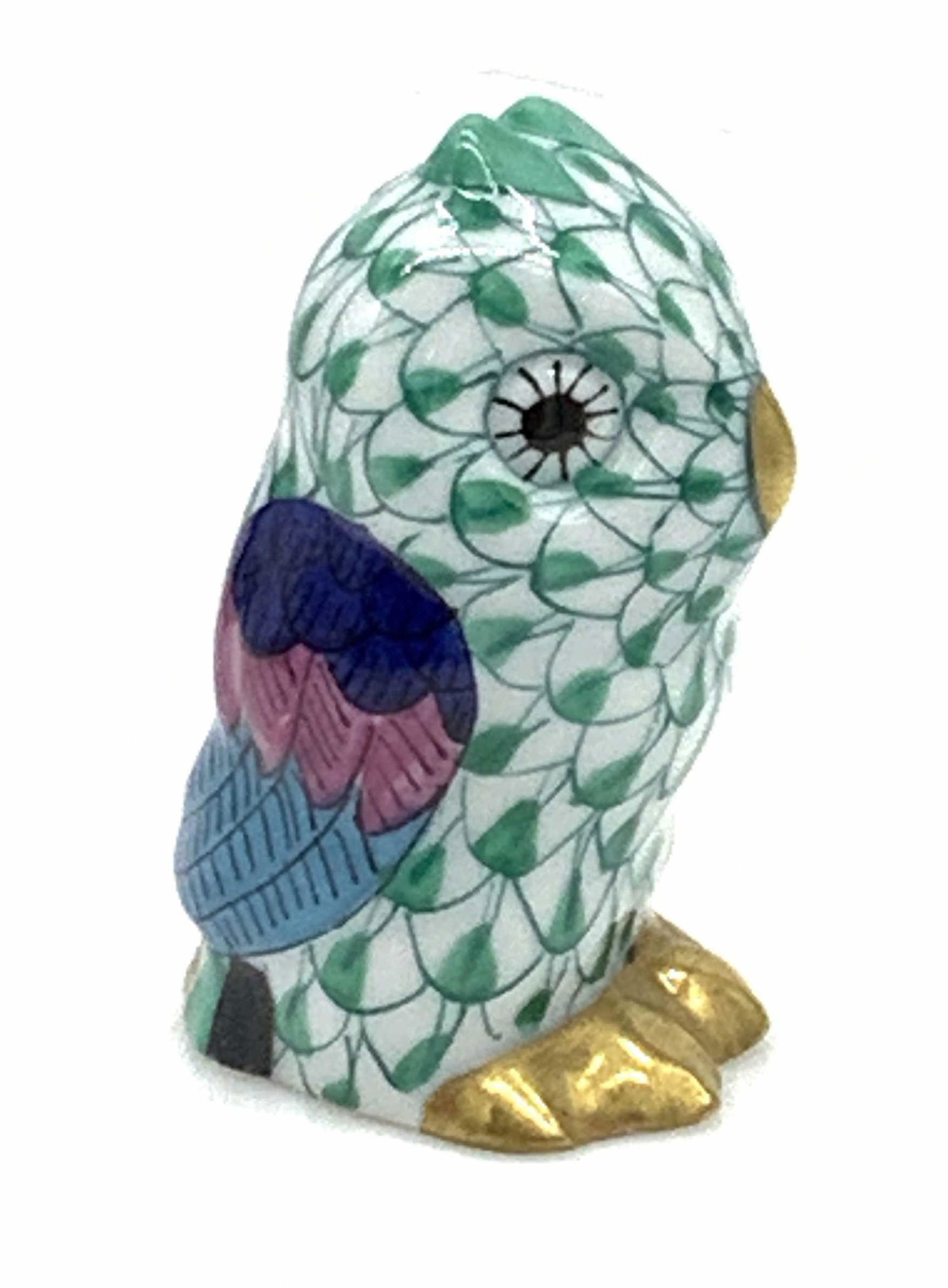 HEREND Porcelain Owl 1702, 24 K Gld Accents (1 of 9)