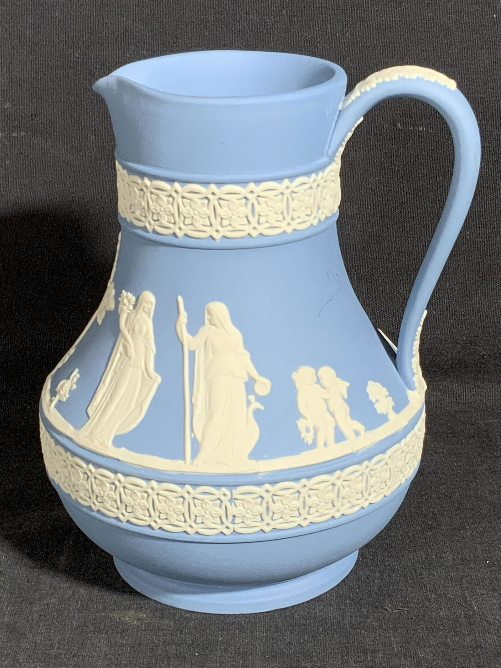 WEDGWOOD Signed English Blue Jasperware Pitcher (1 of 12)