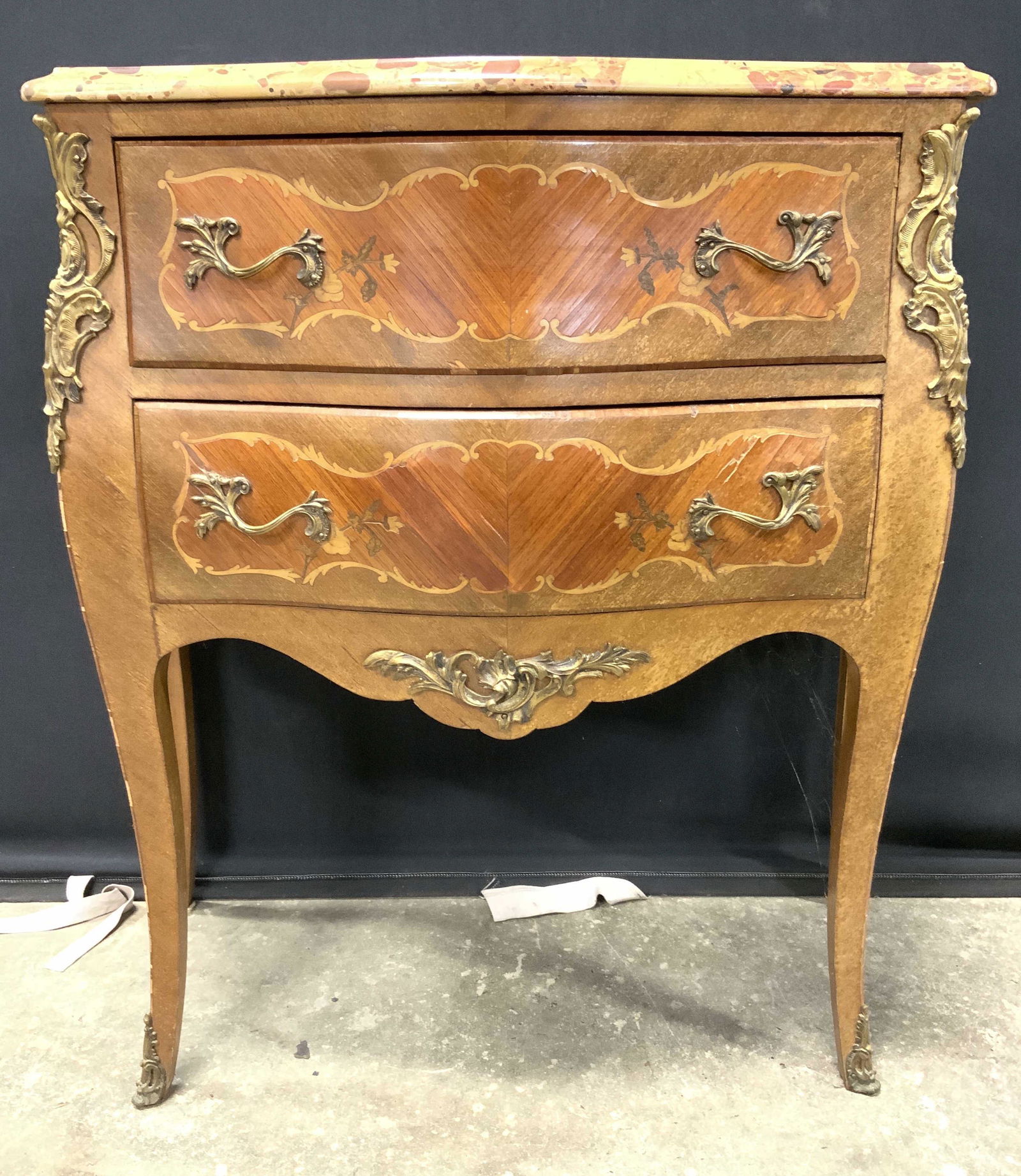 Vintage 2 Drawer Bombay Chest W Marble Top (1 of 12)