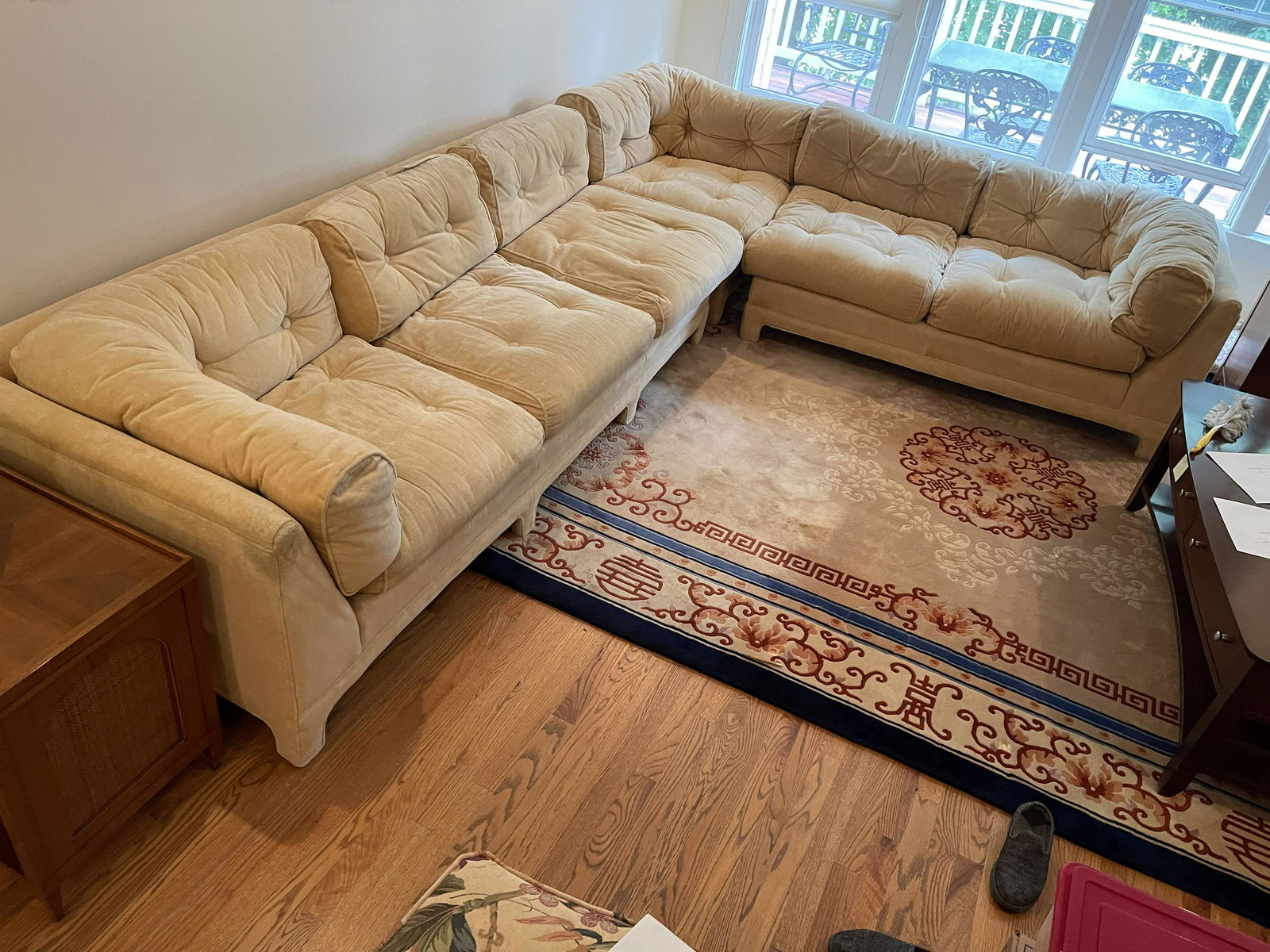 1960’s button tufted upholstered sectional sofa (1 of 19)