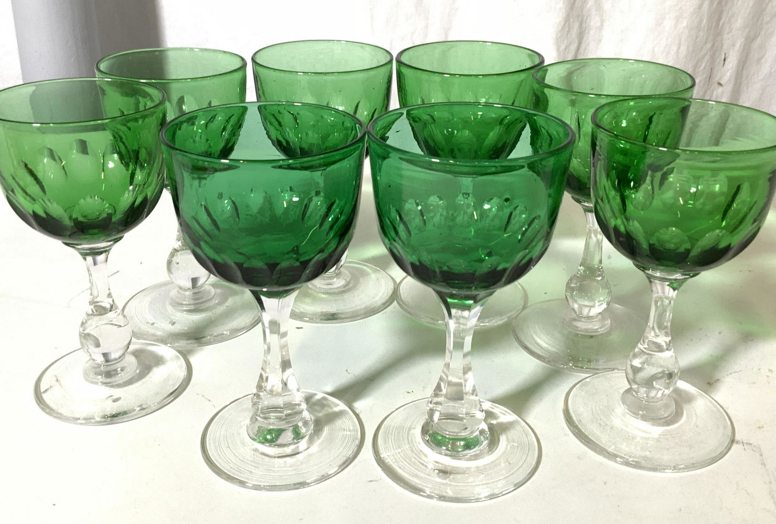 Green Handmade Crystal Cordial Stemware Set 8 (1 of 6)