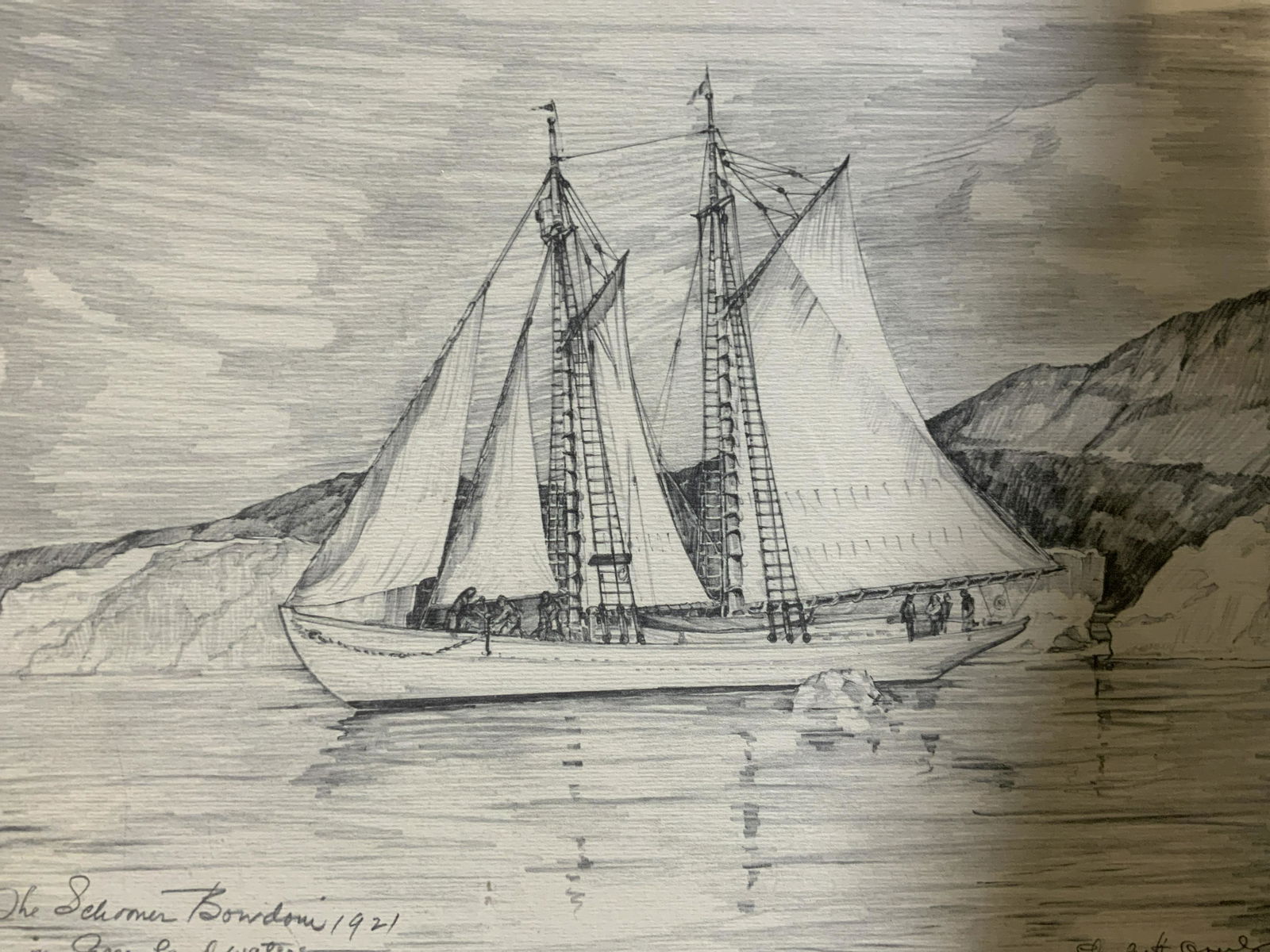 The Schooner Bowdoin Lithograph (1 of 6)