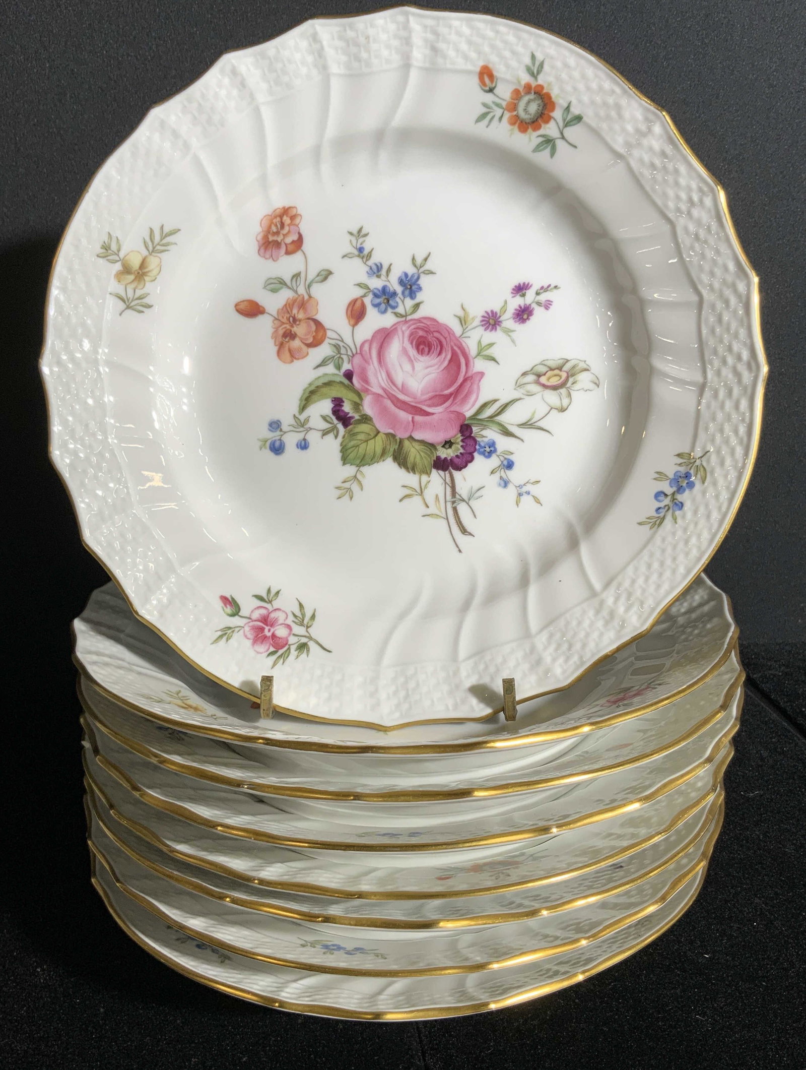 8pc Signed ROYAL COPENHAGEN Floral Plates, Denmark (1 of 15)
