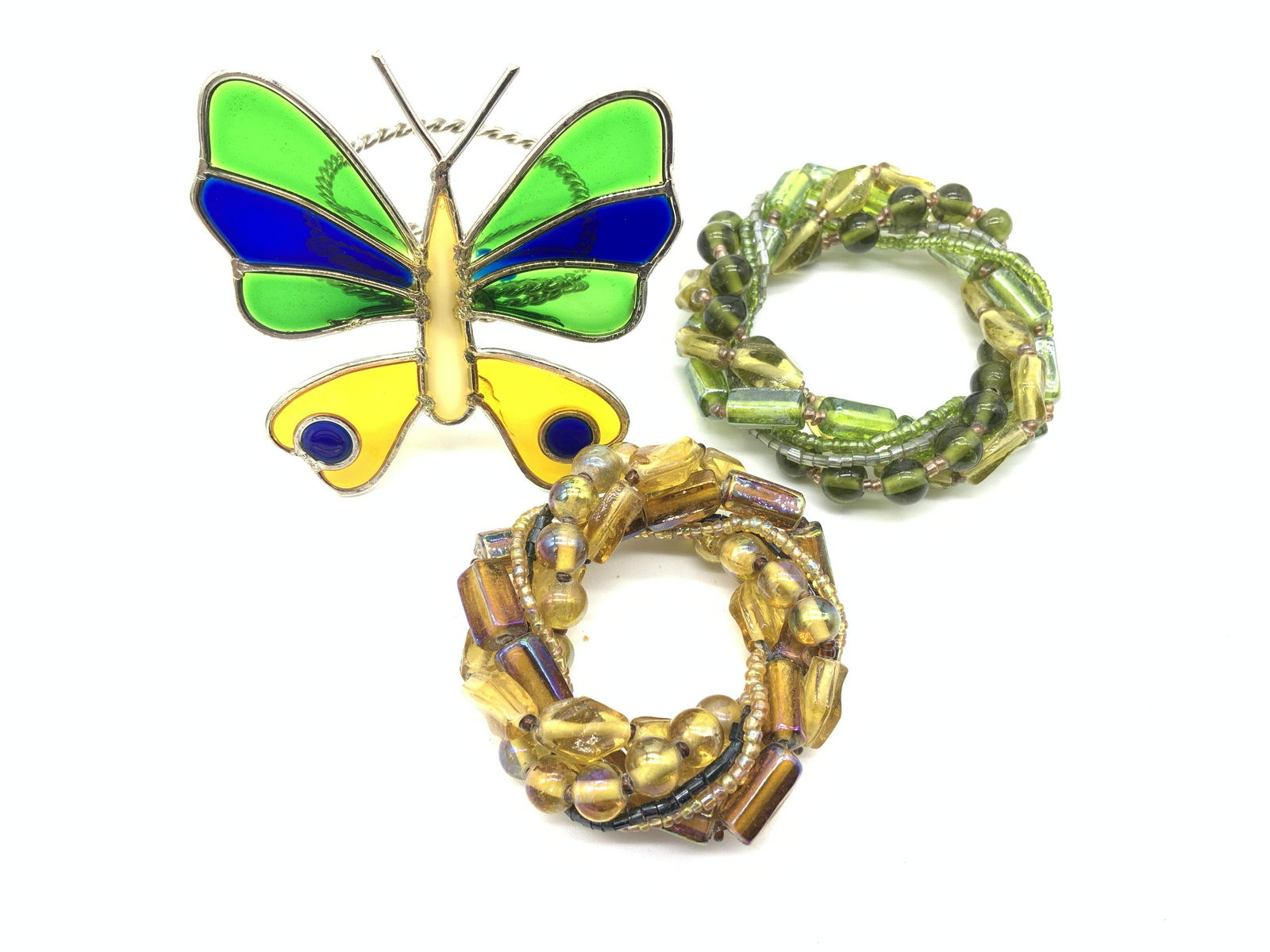 Lot 16 Artisanal Bead/Stained Glass Napkin Rings (1 of 12)