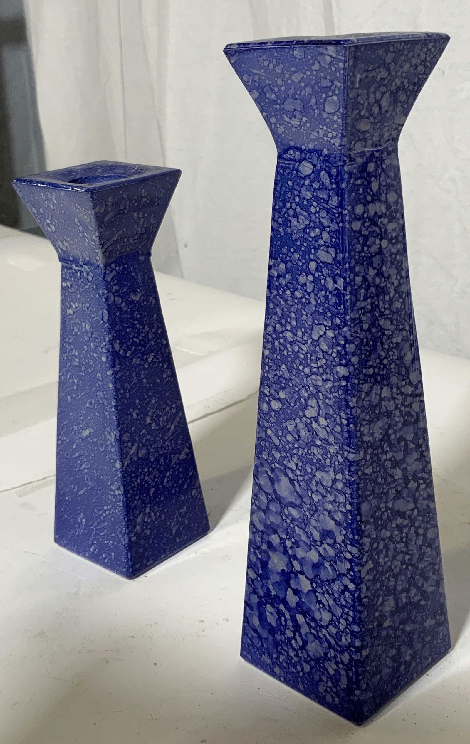 Pair of Blue Glass Candle Sticks (1 of 5)