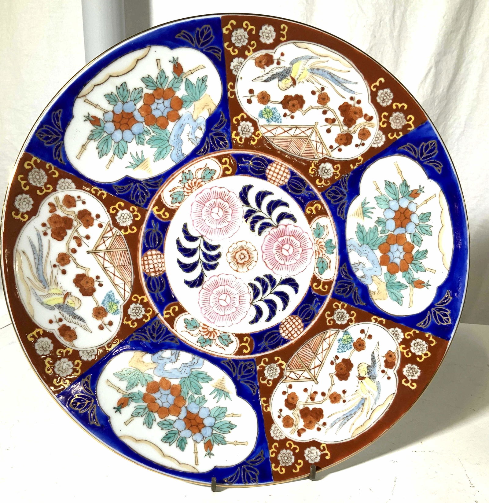 Orange & Blue Hand Painted Ceramic Plate, China (1 of 10)