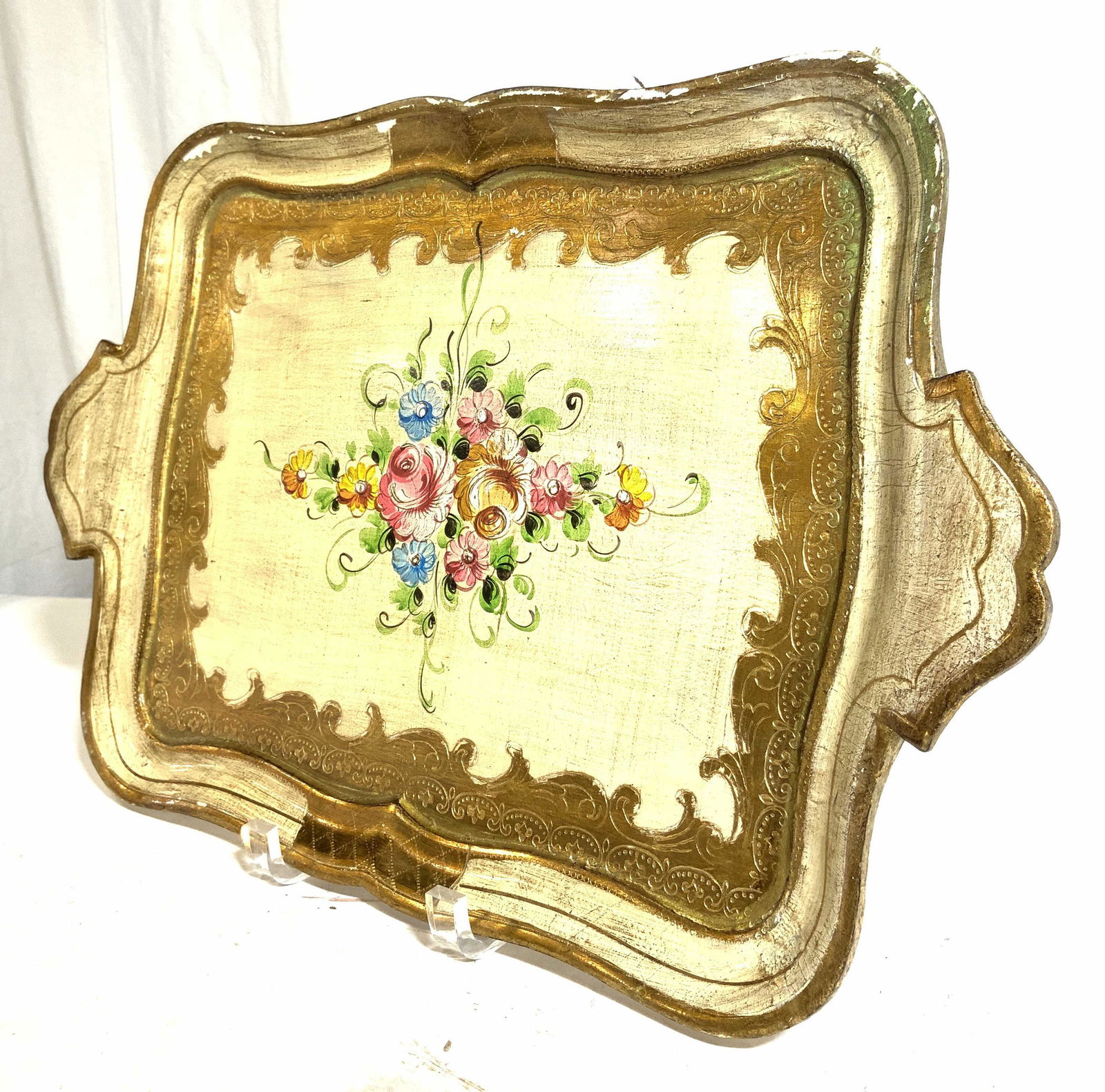 Gold Leaf Hand Painted Florentine Collectible Tray (1 of 10)