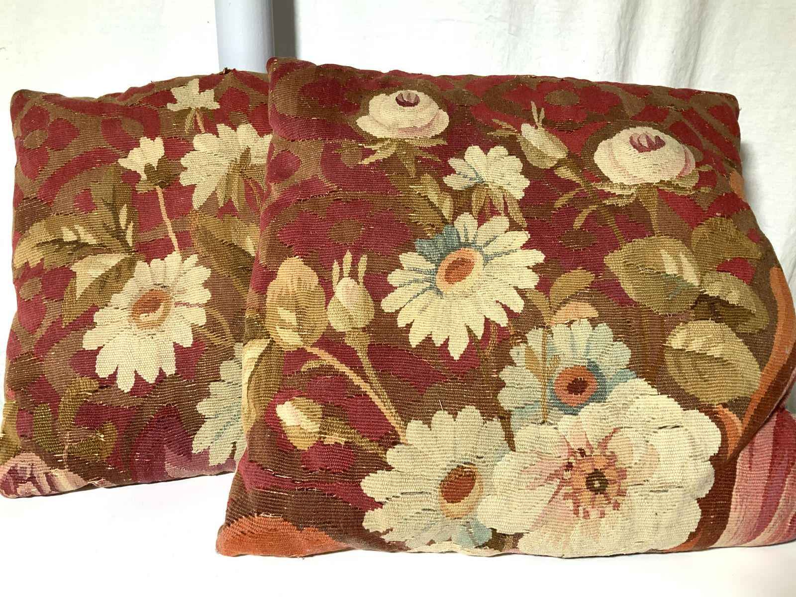 Pair Antique Wool Tapestry Toss Pillows (1 of 8)