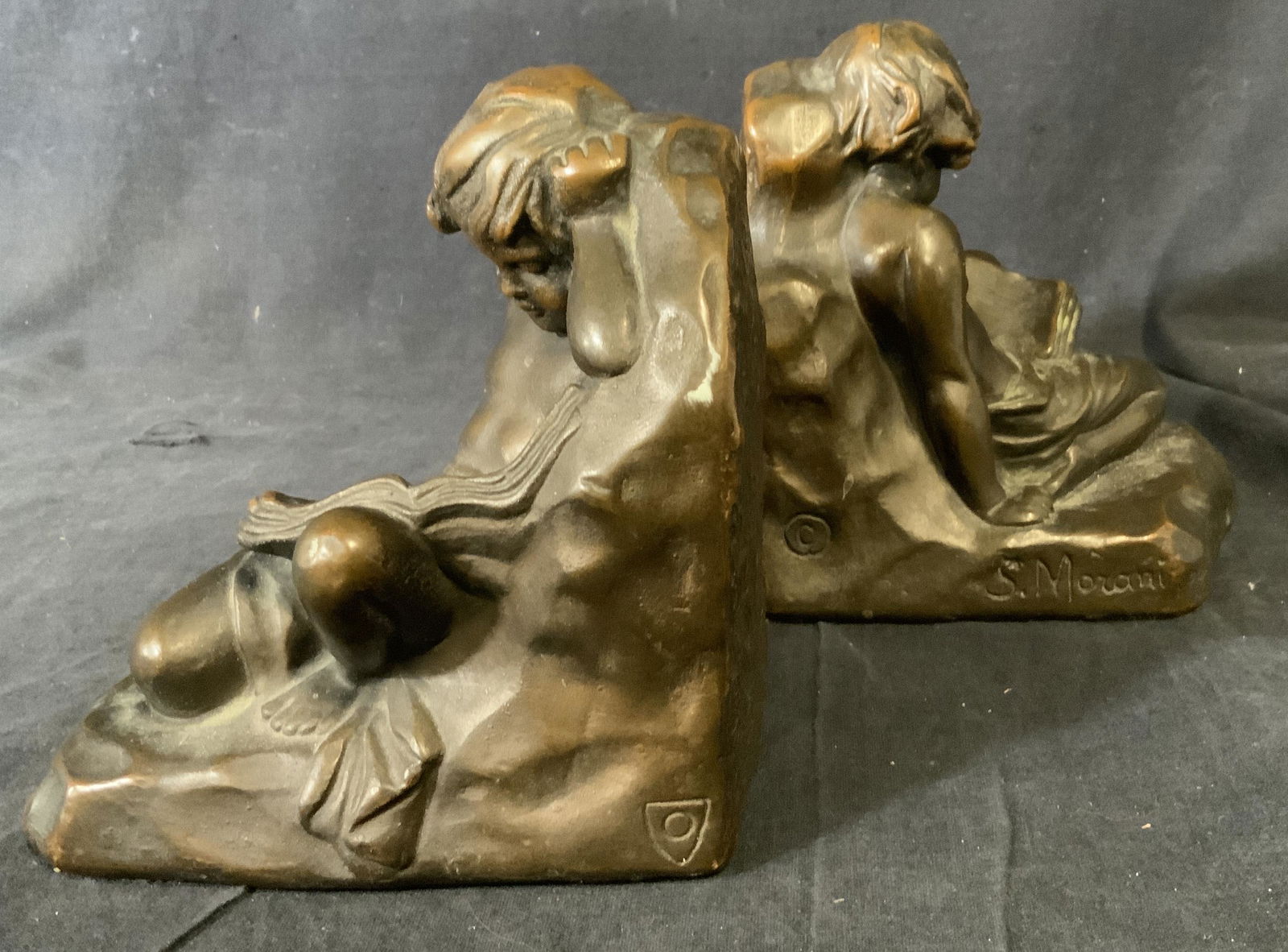 SALVATORE MORANI Bronze Clad Figural Bookends (1 of 9)