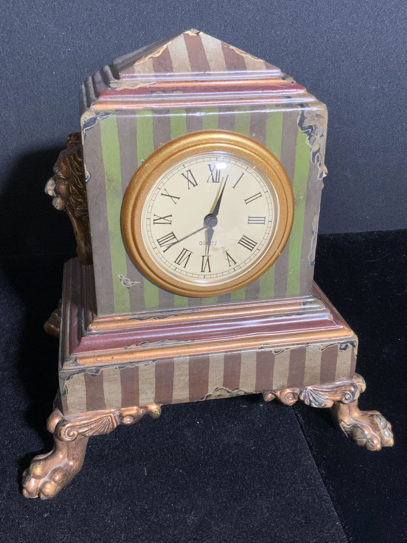 Collectible Painted Wooden Claw Footed Desk Clock (1 of 9)