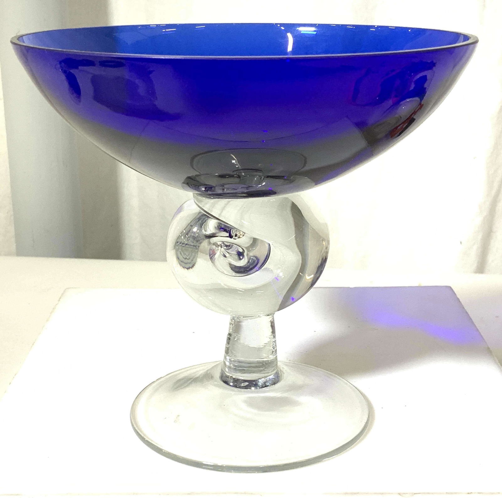 Cobalt Blue Art Glass Pedestal Dish (1 of 5)