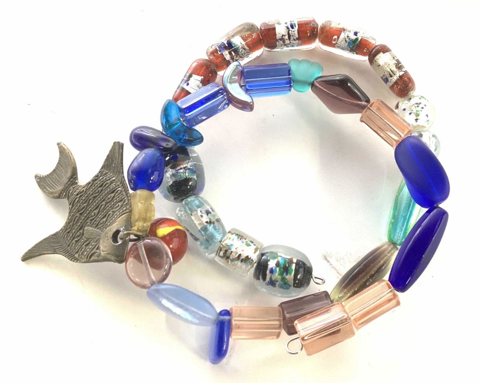 Glass Beads Wire Wrap Bracelet, Jewelry (1 of 6)