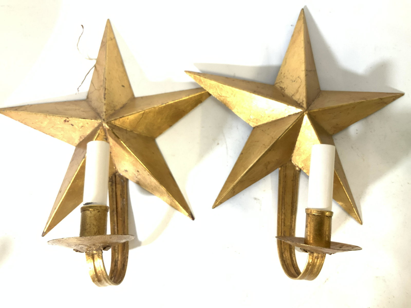 Pair Gold Leaf Metal Star Sconce Lights (1 of 6)