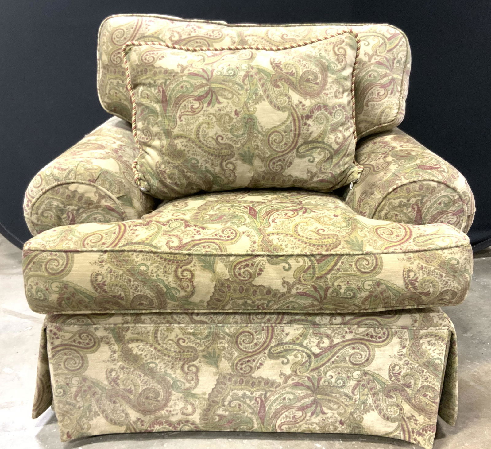 Pair Vintage Floral Detailed Skirted Armchairs (1 of 10)