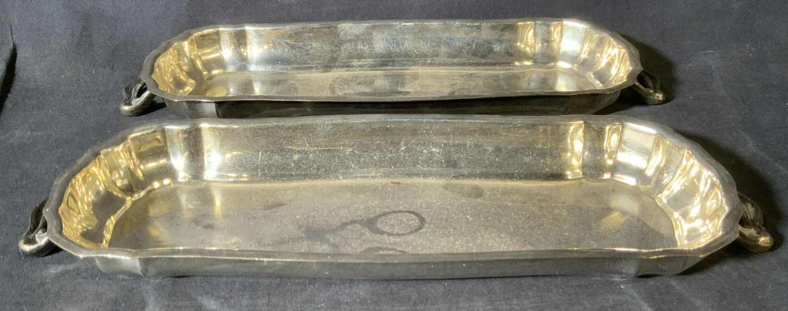 Pair Silver Plated Handled Dishes (1 of 5)