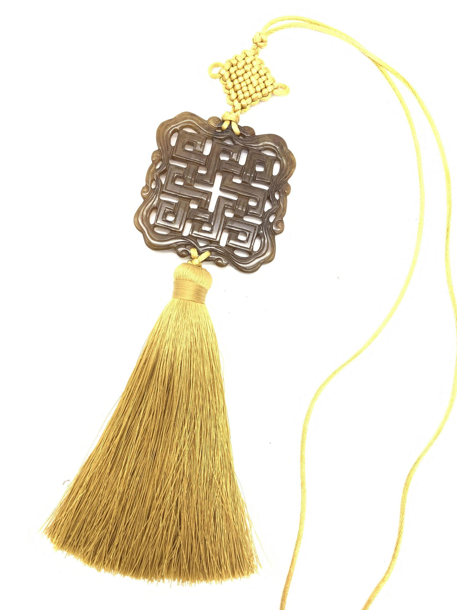 Asian Brown JADE Necklace/Talisman, Gumps SF (1 of 7)