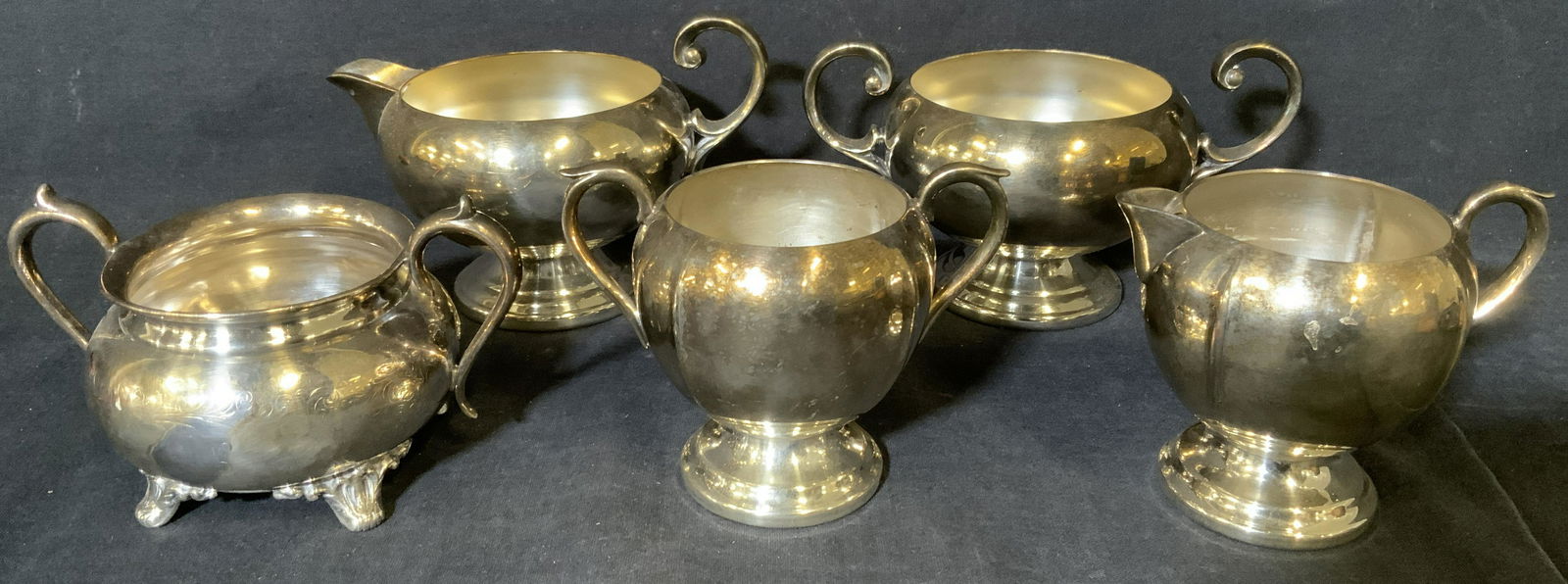 Lot 5 Silver Plated Creamers & Bowls (1 of 8)
