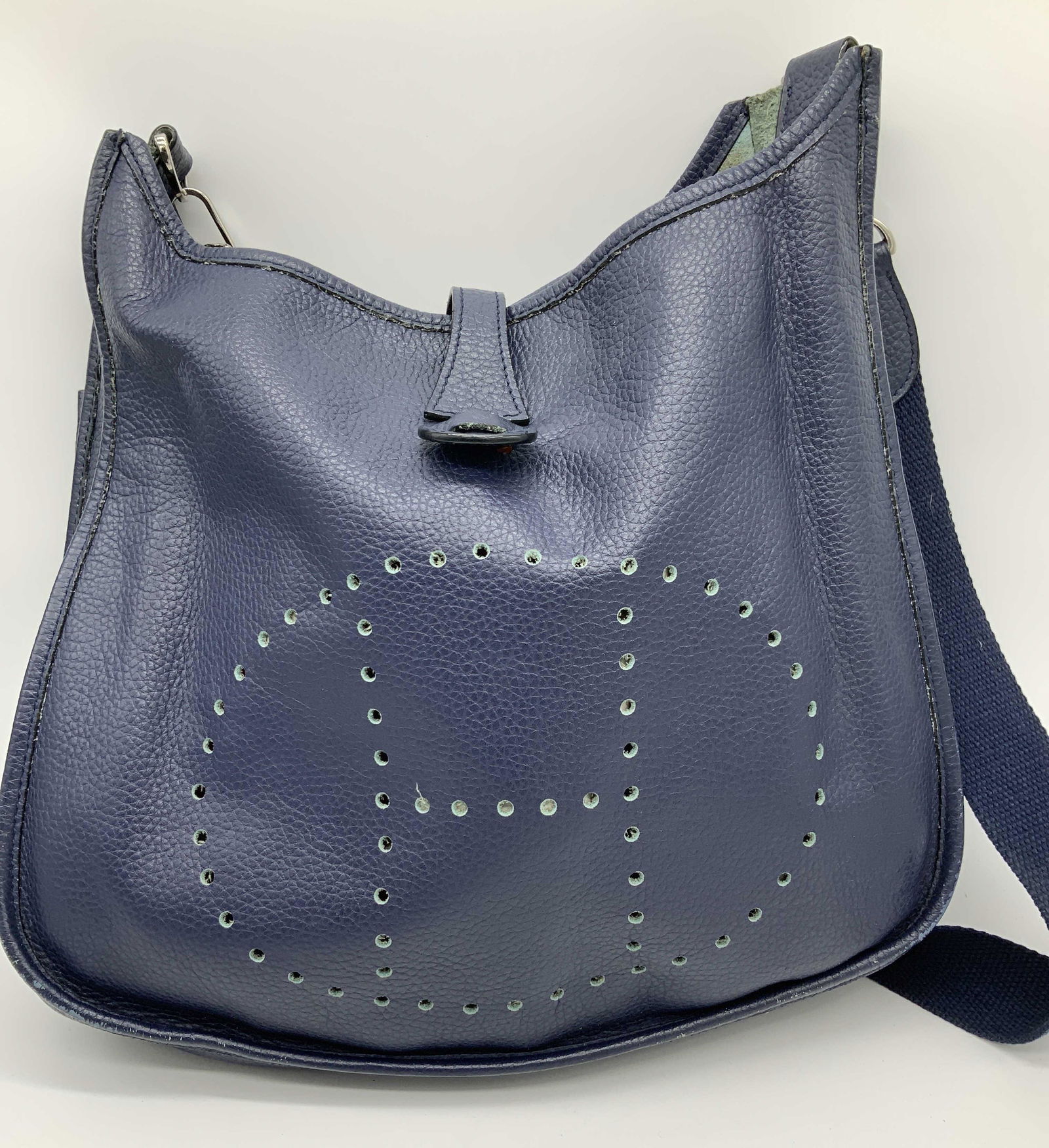 Faux Hermes Paris Vintage Blue Leather Boho Bag (1 of 9)