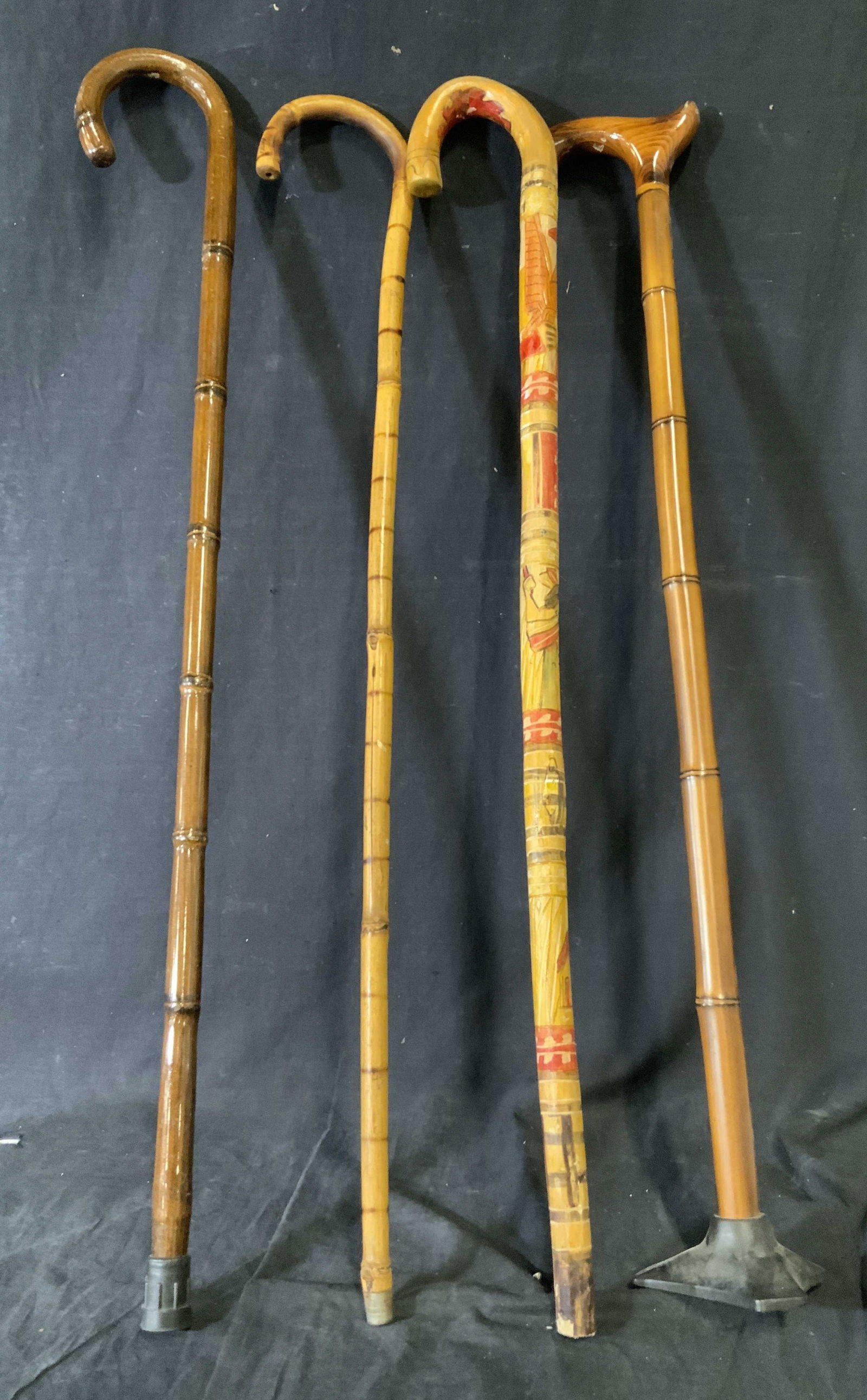 Lot of 4 Decorative Wooden Canes (1 of 5)