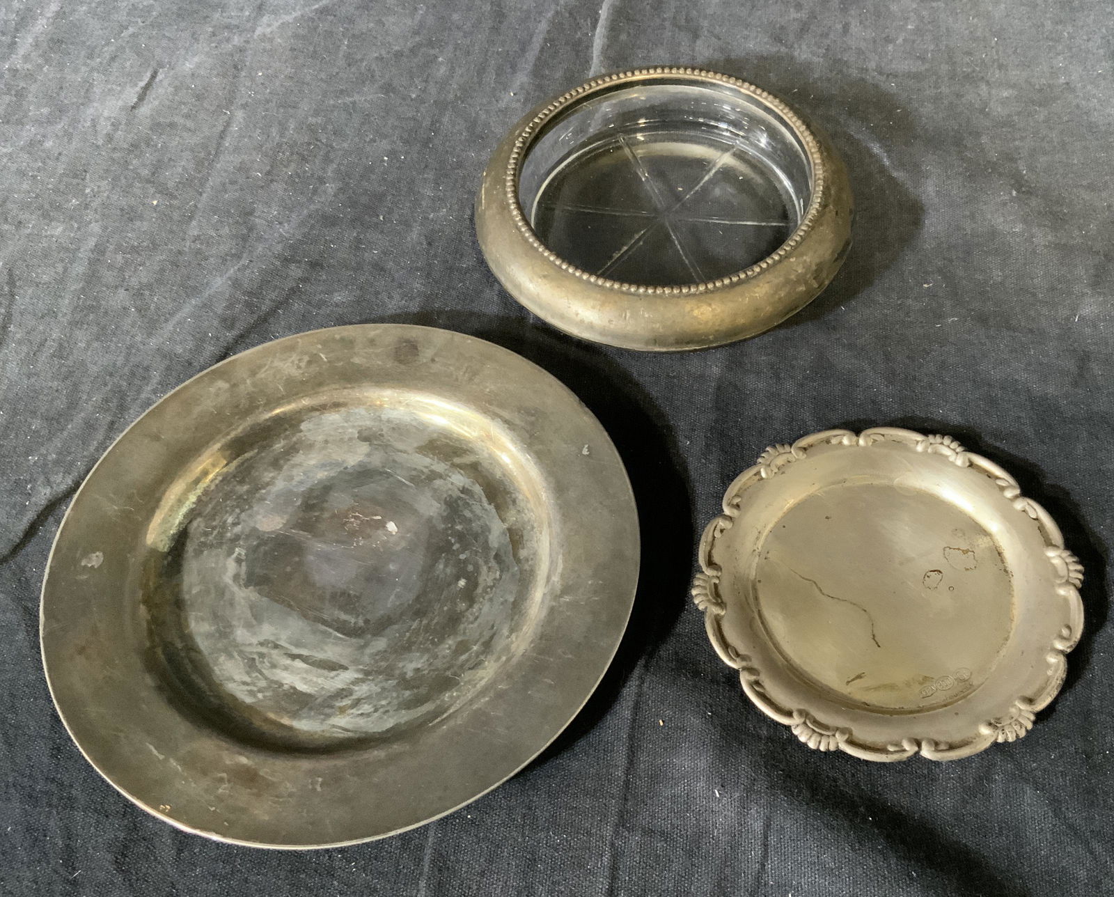 Lot of 3 Sterling Coaster and Metal Saucers (1 of 5)