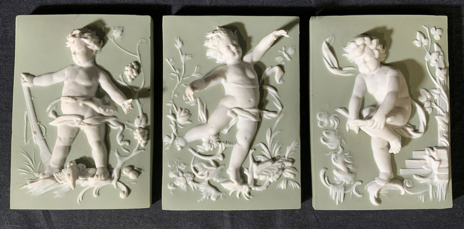 Set 3 Jasperware Cherub Relief Panels (1 of 6)